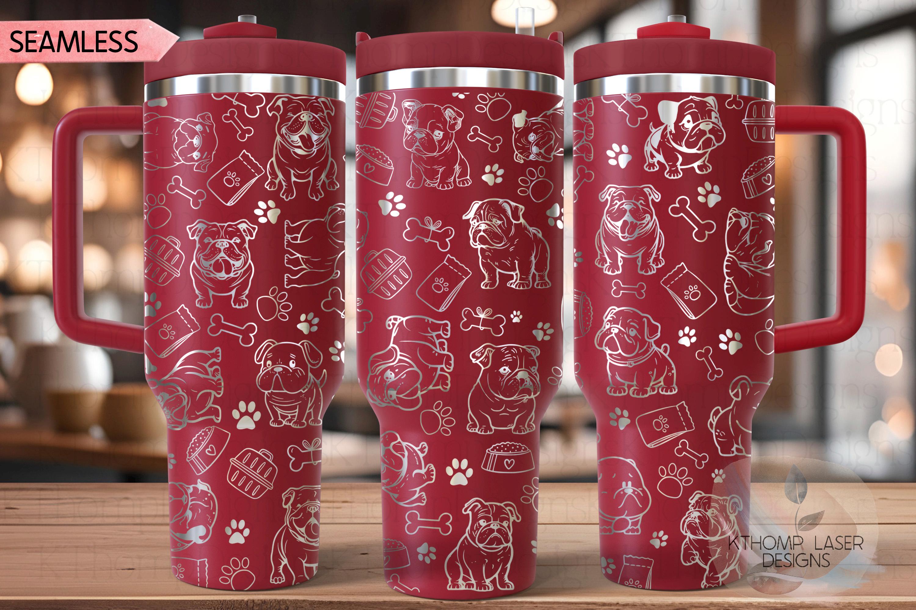 English Bulldog Tumbler Wrap SVG | 40oz Laser Engraving File | Rotary Engrave Digital Design | Dog Lover Gift