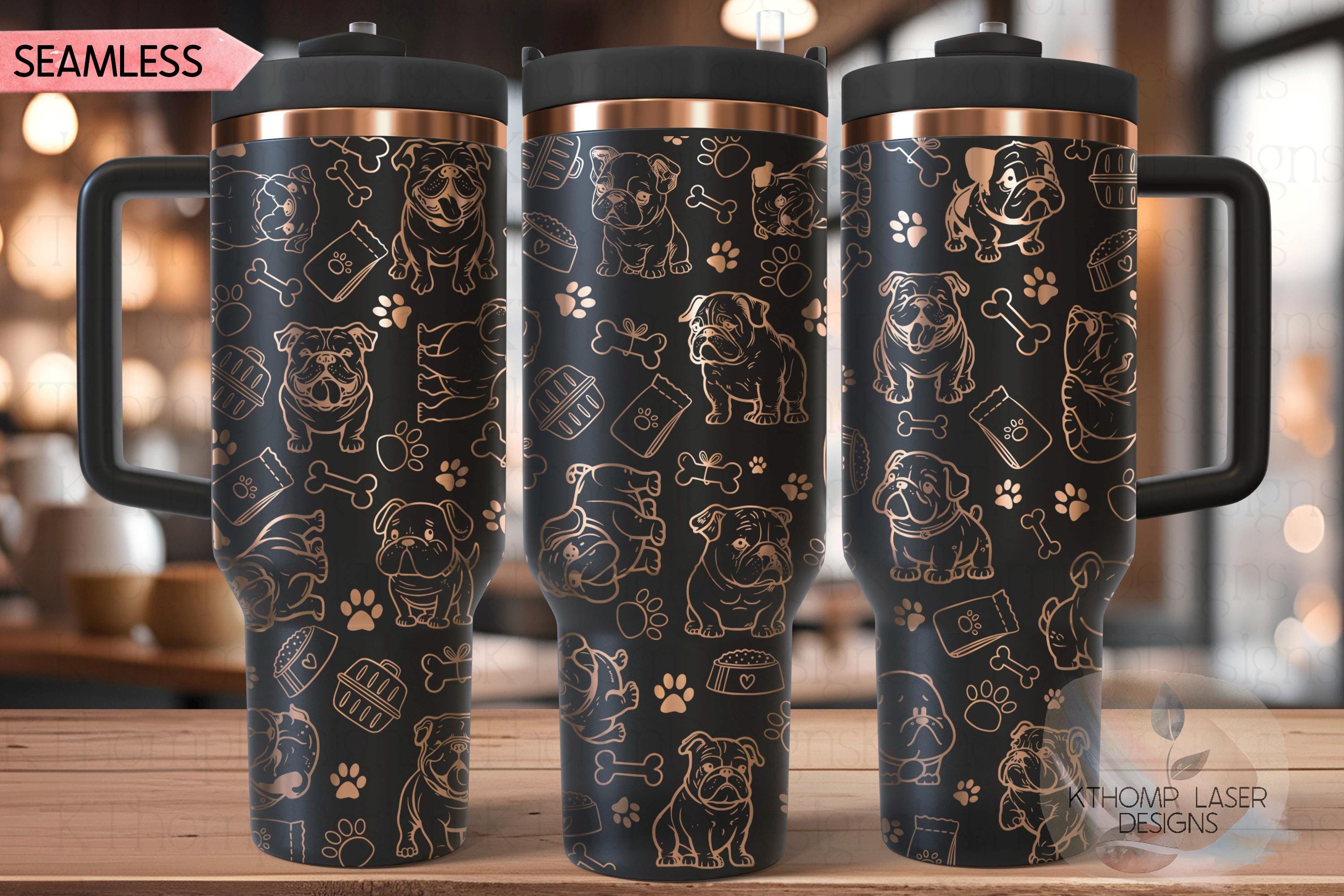 English Bulldog Tumbler Wrap SVG | 40oz Laser Engraving File | Rotary Engrave Digital Design | Dog Lover Gift