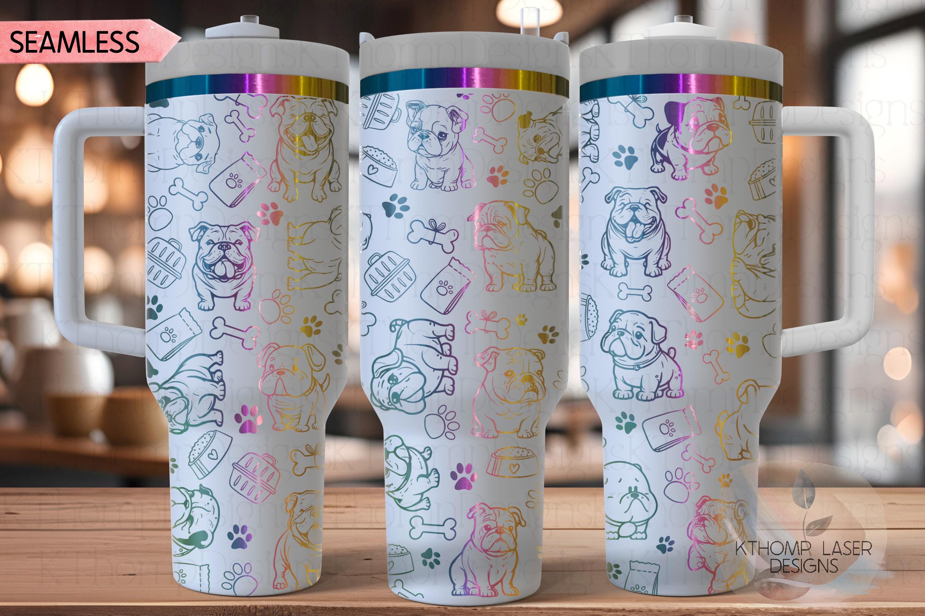 English Bulldog Tumbler Wrap SVG | 40oz Laser Engraving File | Rotary Engrave Digital Design | Dog Lover Gift
