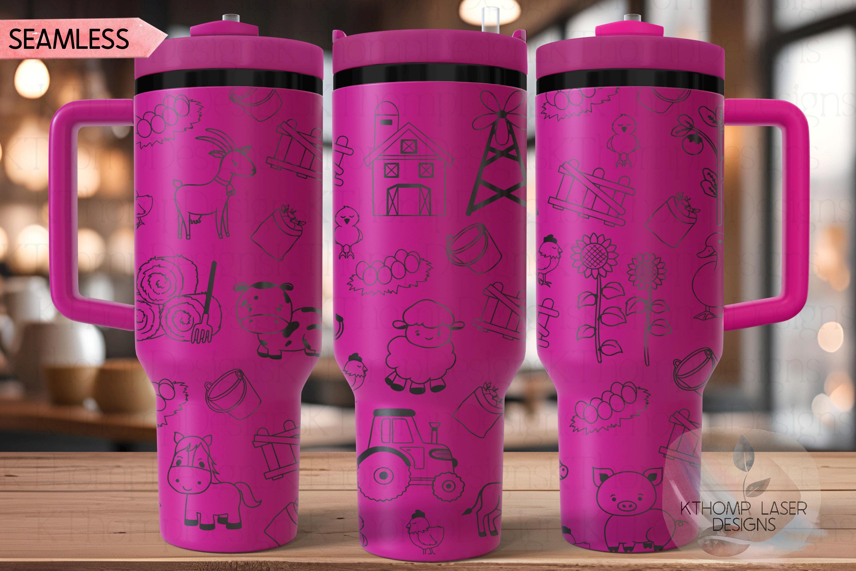 Farm Doodles Tumbler Wrap SVG | 40oz Laser Engraving File | Rotary Ready Digital Design | Western Farm SVG