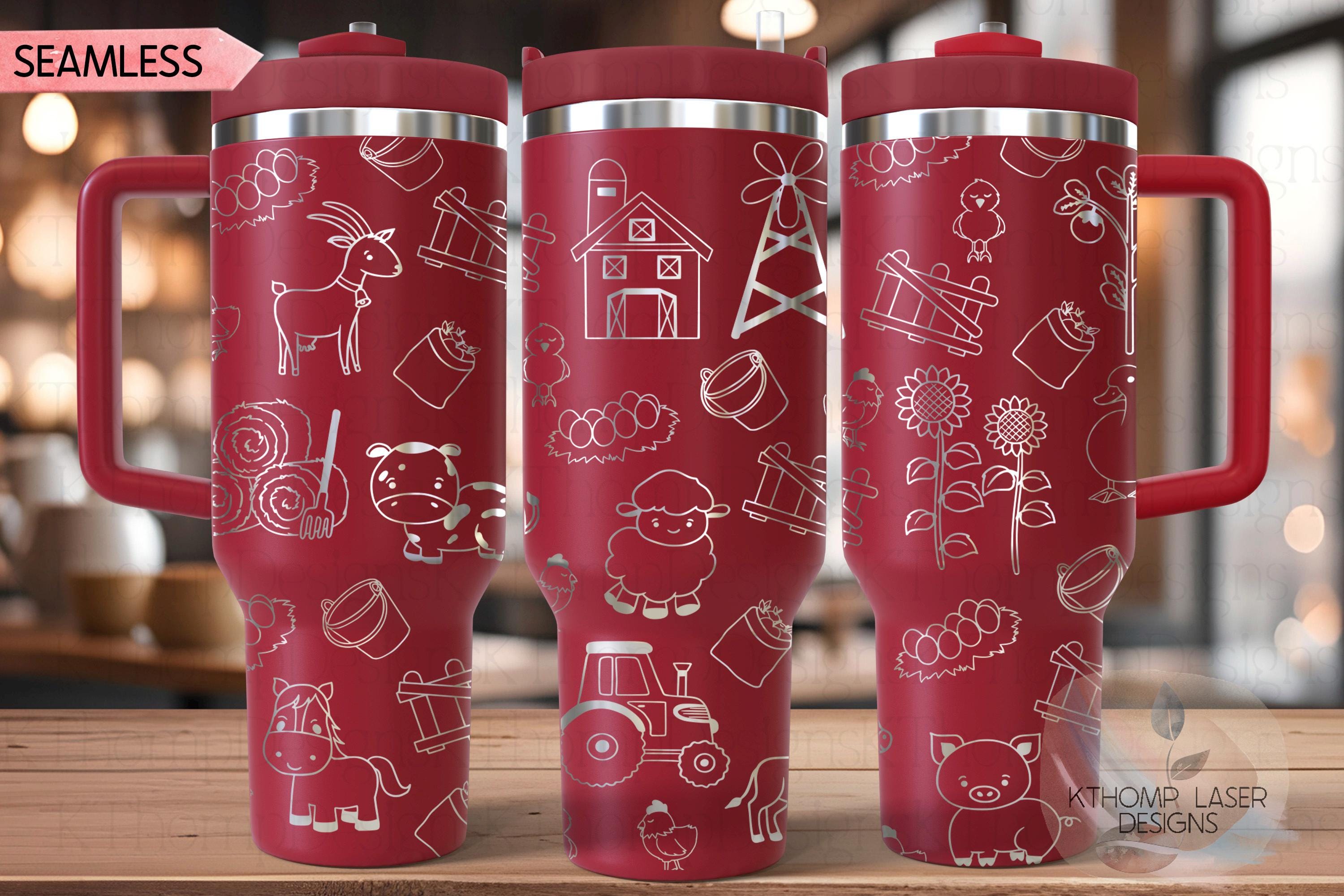 Farm Doodles Tumbler Wrap SVG | 40oz Laser Engraving File | Rotary Ready Digital Design | Western Farm SVG