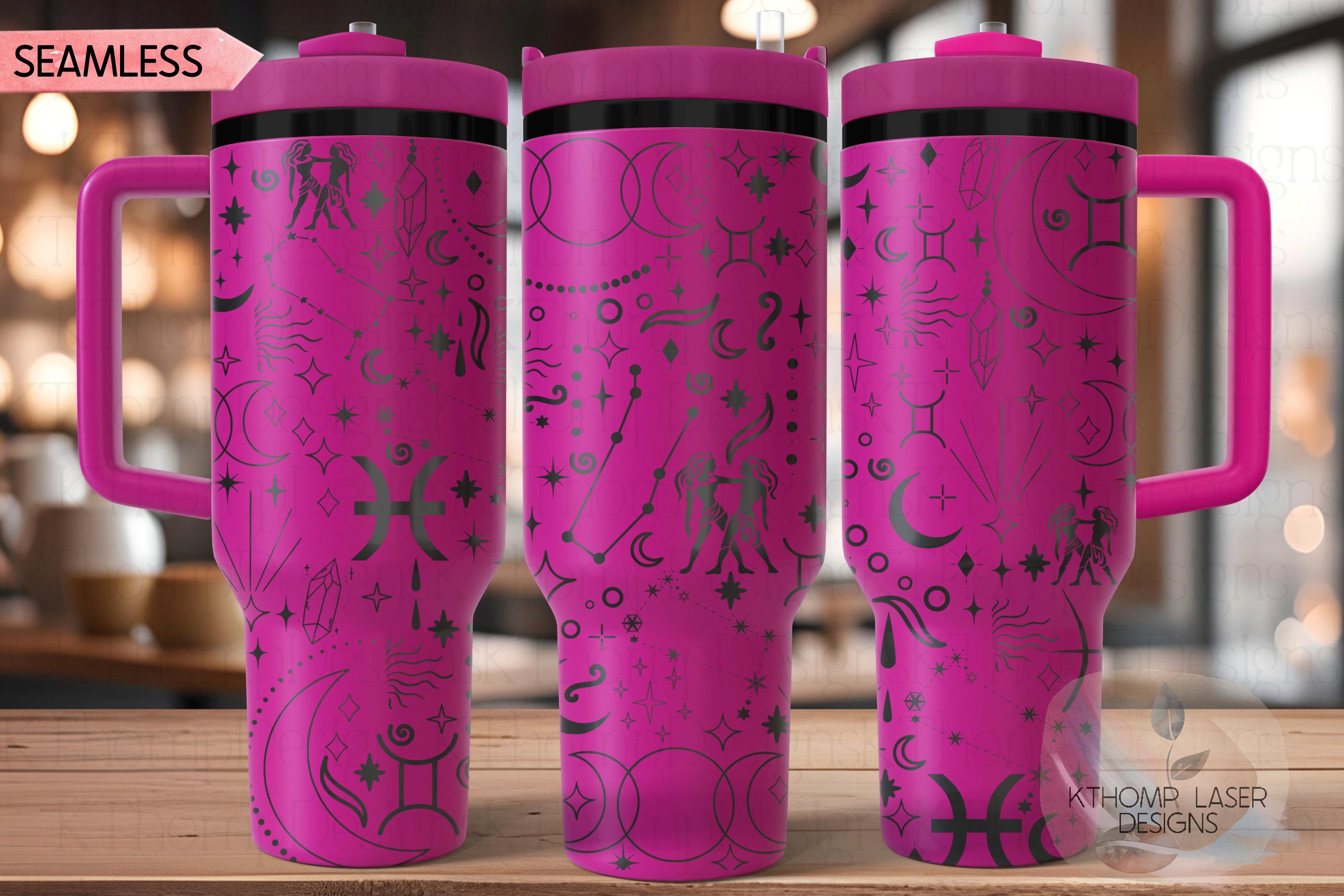 Gemini Zodiac Tumbler Wrap SVG | 40oz Laser Engraving File | Rotary Ready Digital Design | Zodiac Boho SVG