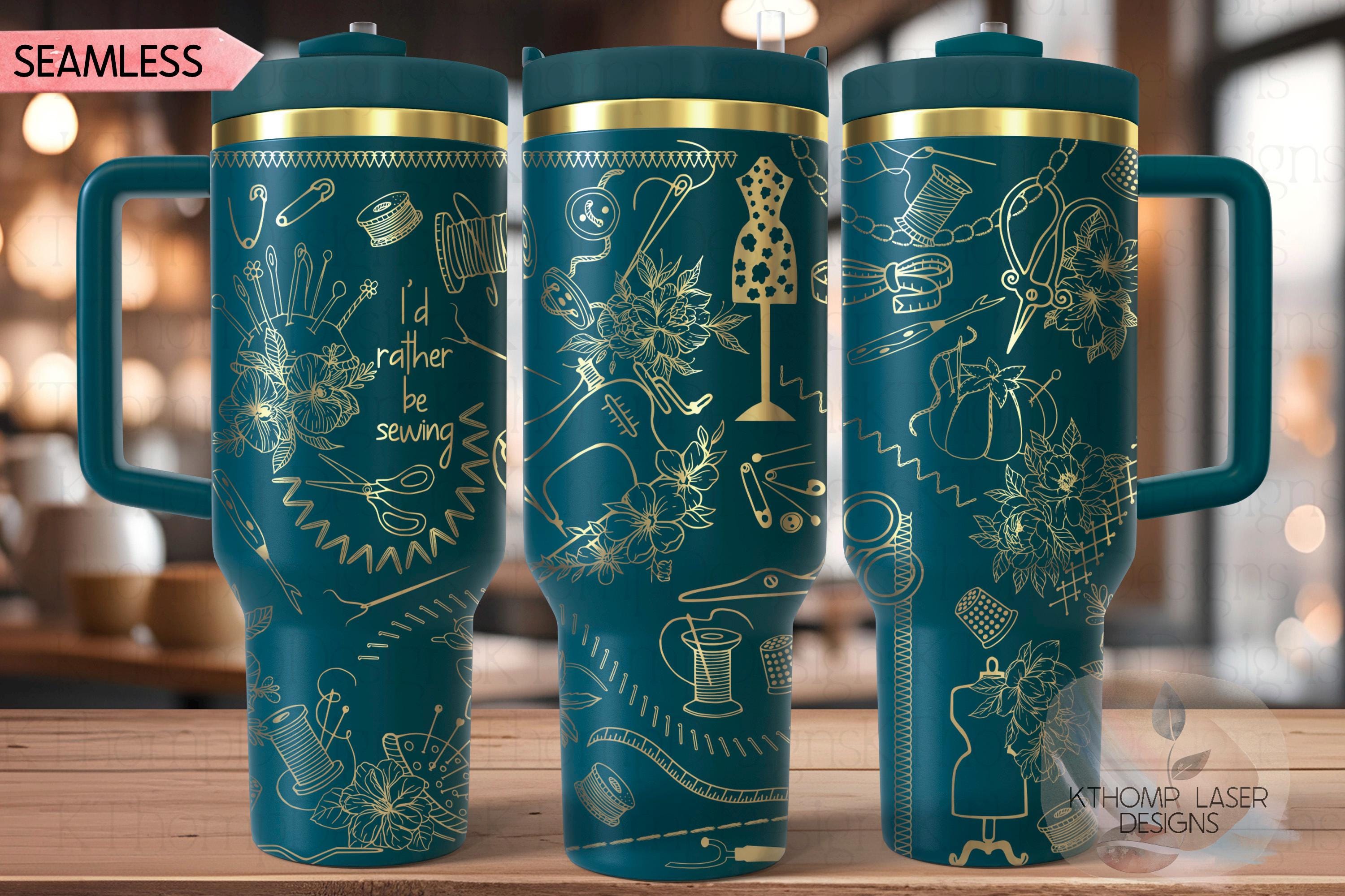 I'd Rather Be Sewing Seamstress Tumbler Wrap SVG | 40oz Laser Engraving File | Rotary Ready Digital Design | Hobby Travel SVG