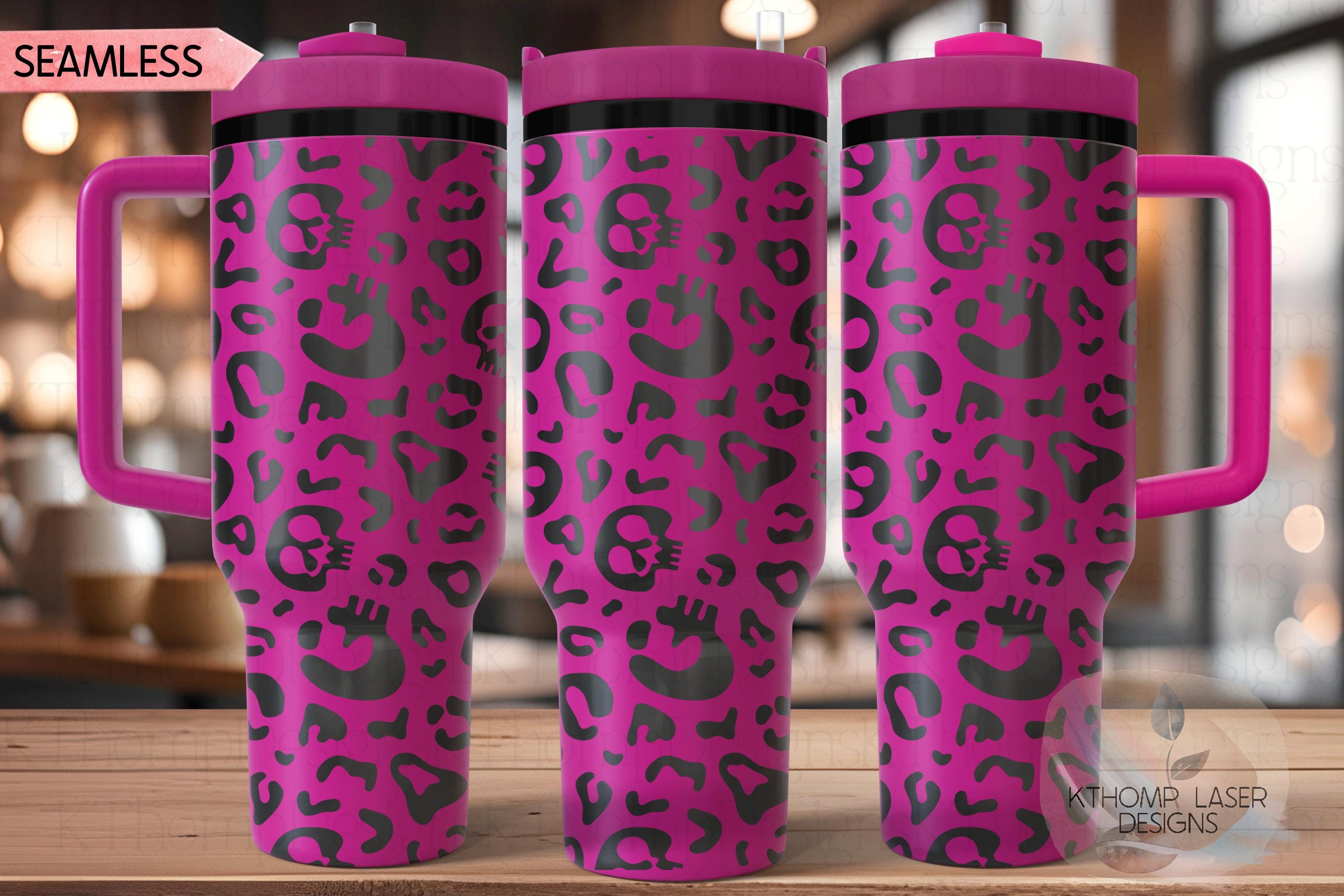 Leopard Skulls Cheetah Skulls Pattern Tumbler Wrap SVG | 40oz Laser Engraving File | Rotary Ready Digital Background SVG