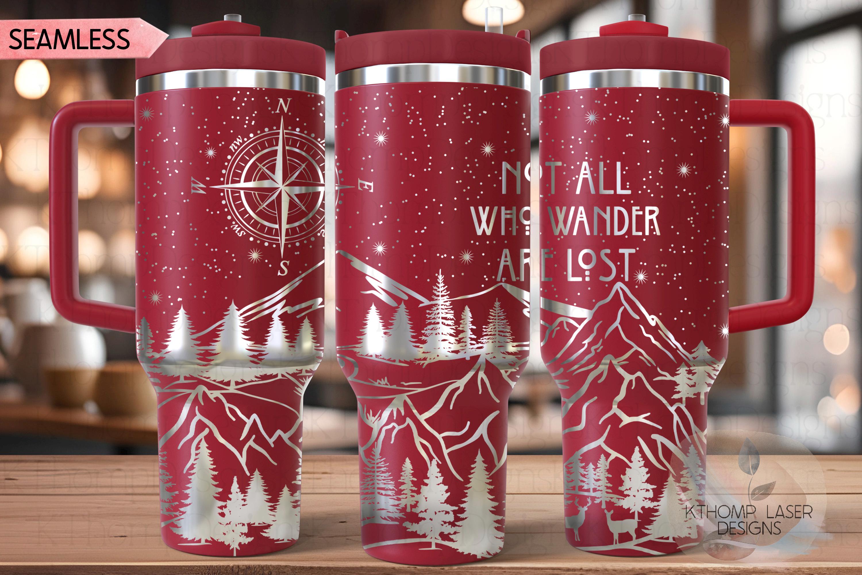 Not All Who Wander Are Lost Tumbler Wrap SVG | 40oz Laser Engraving File | Rotary Ready Digital Design | Jungle Theme SVG