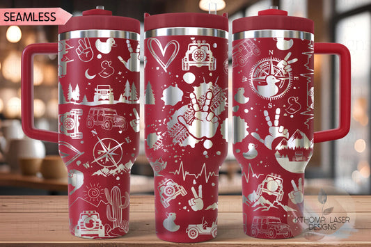 Off Roading Tumbler Wrap SVG | 40oz Laser Engraving File | Rotary Ready Digital Design | Hobby Travel SVG