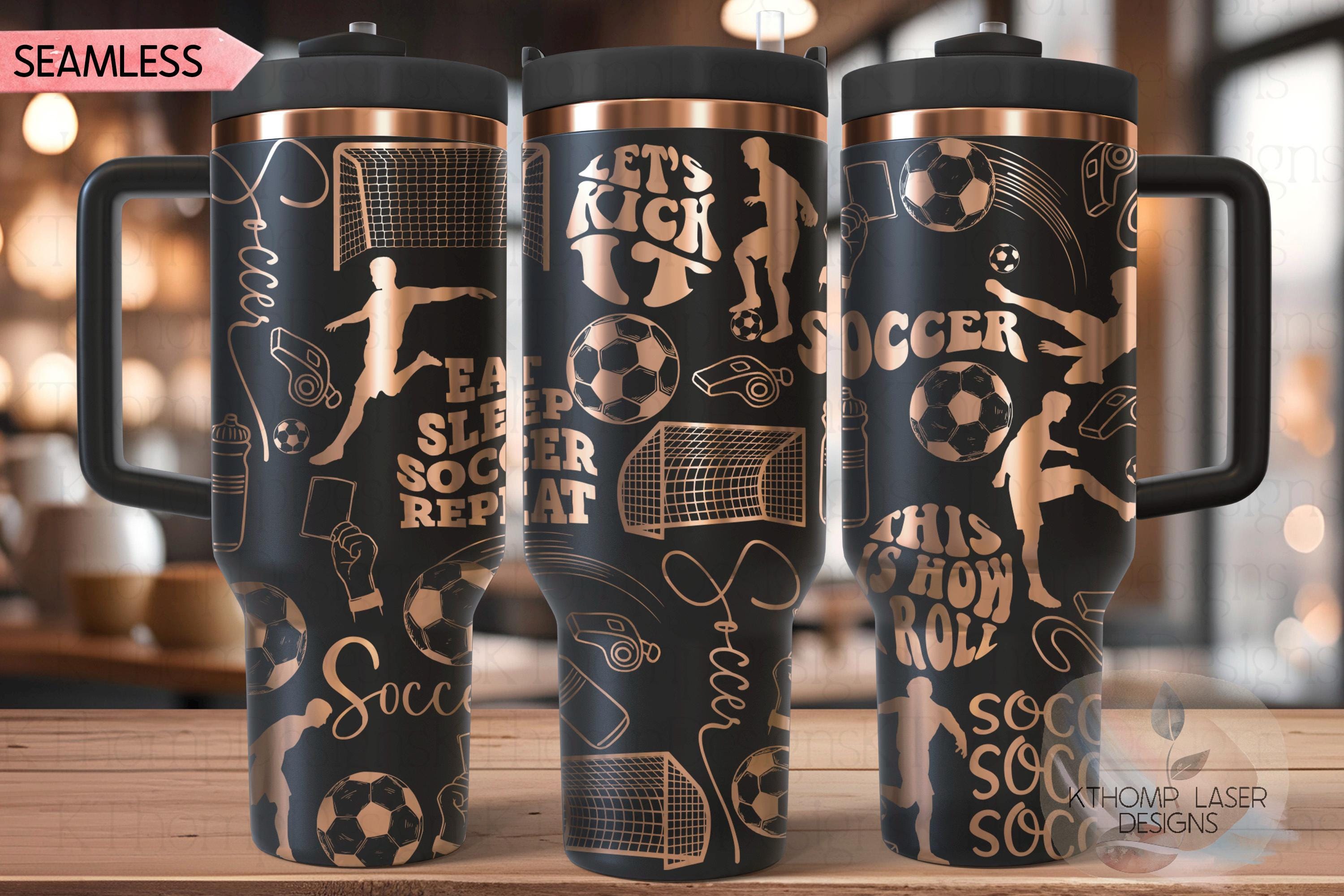 Soccer Fan Male Tumbler Wrap SVG | 40oz Laser Engraving File | Rotary Ready Digital Design | Sports Fan SVG
