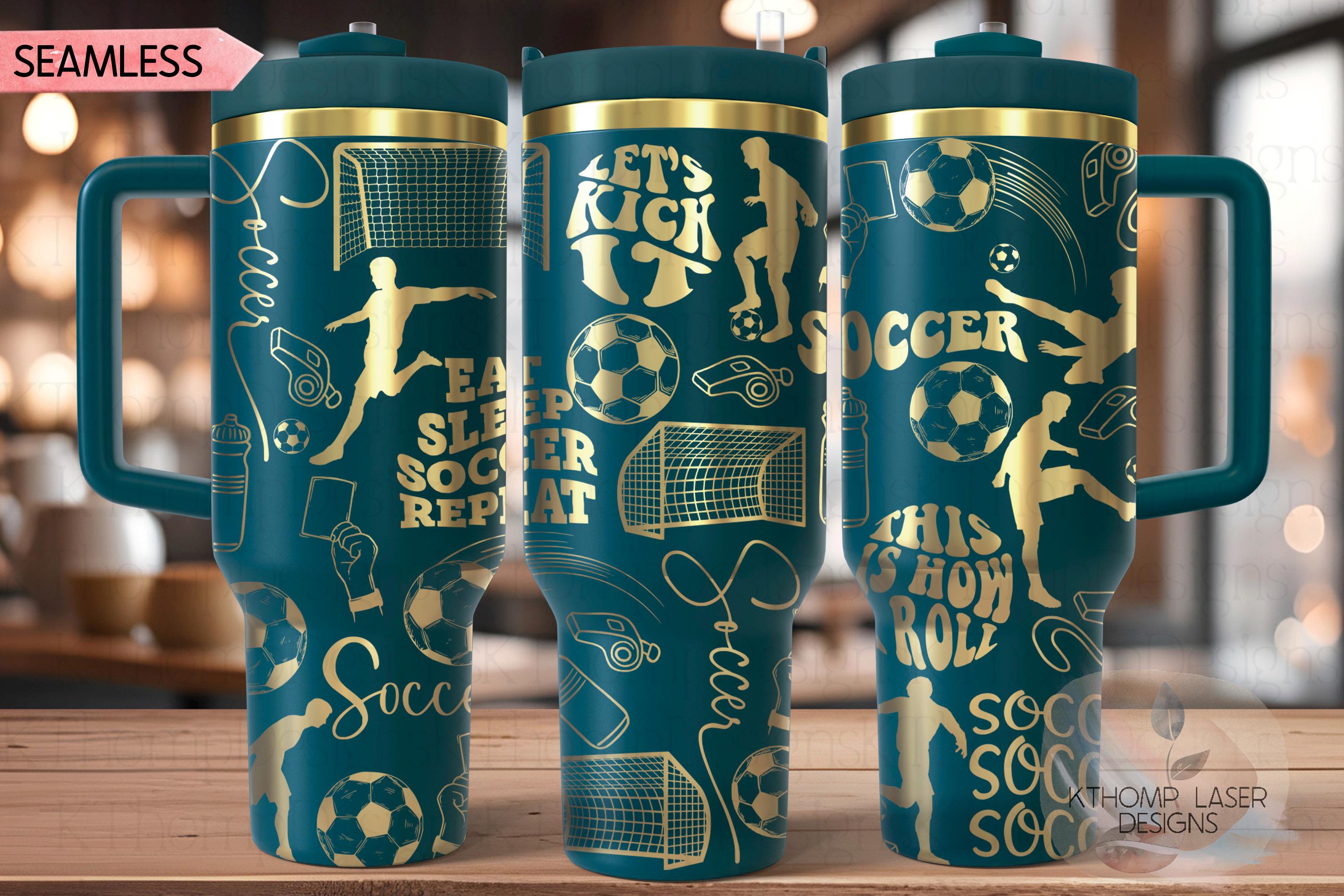 Soccer Fan Male Tumbler Wrap SVG | 40oz Laser Engraving File | Rotary Ready Digital Design | Sports Fan SVG