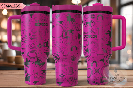 Team Roping Rodeo Cowboy Tumbler Wrap SVG | 40oz Laser Engraving File | Rotary Ready Digital Design | Western Farm SVG