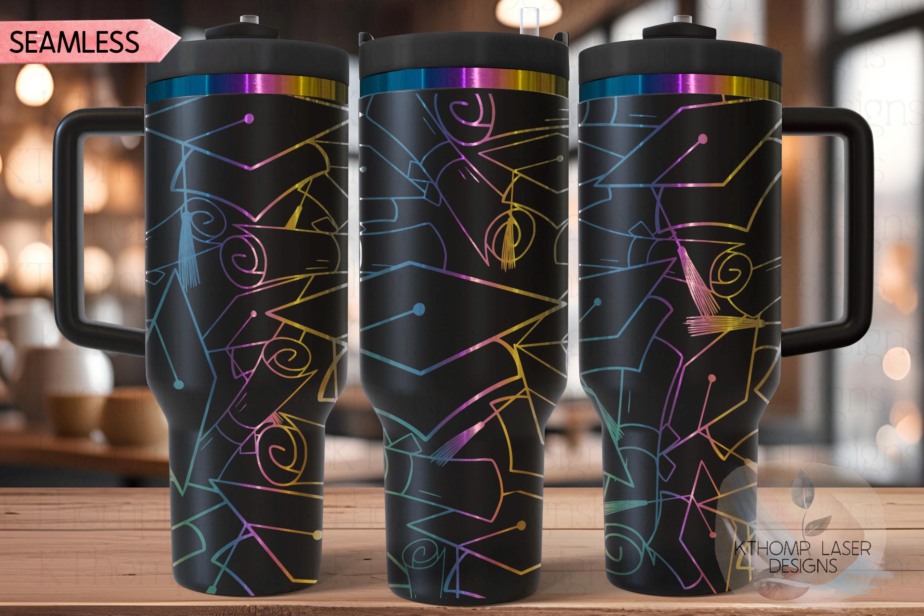 Graduate Cap & Diploma Tumbler Wrap SVG | 40oz Laser Engraving File | Rotary Ready Digital Design | Graduation Wedding SVG