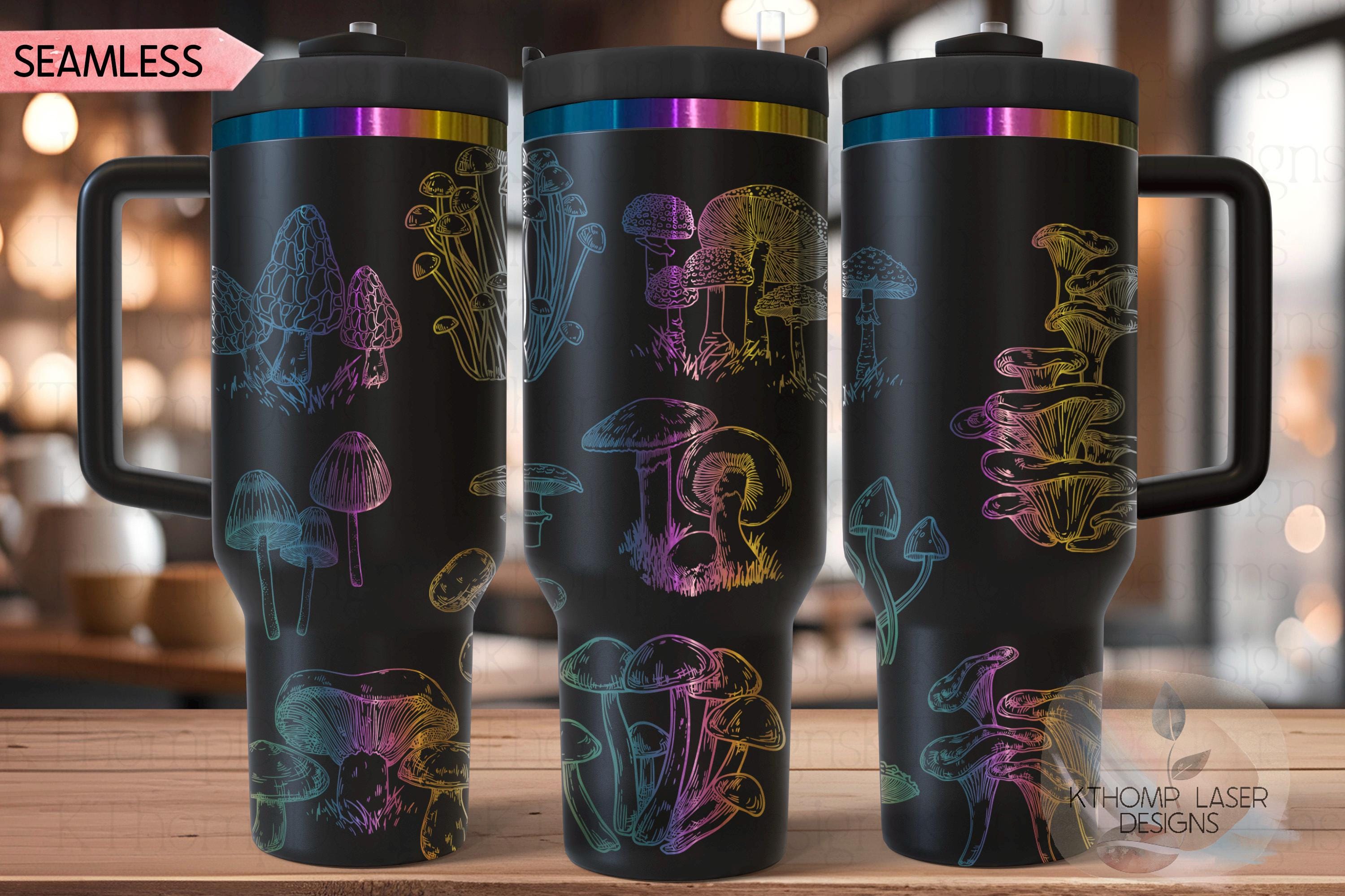 Mushroom Garden Tumbler Wrap SVG | 40oz Laser Engraving File | Rotary Ready Digital Design | Foodie SVG
