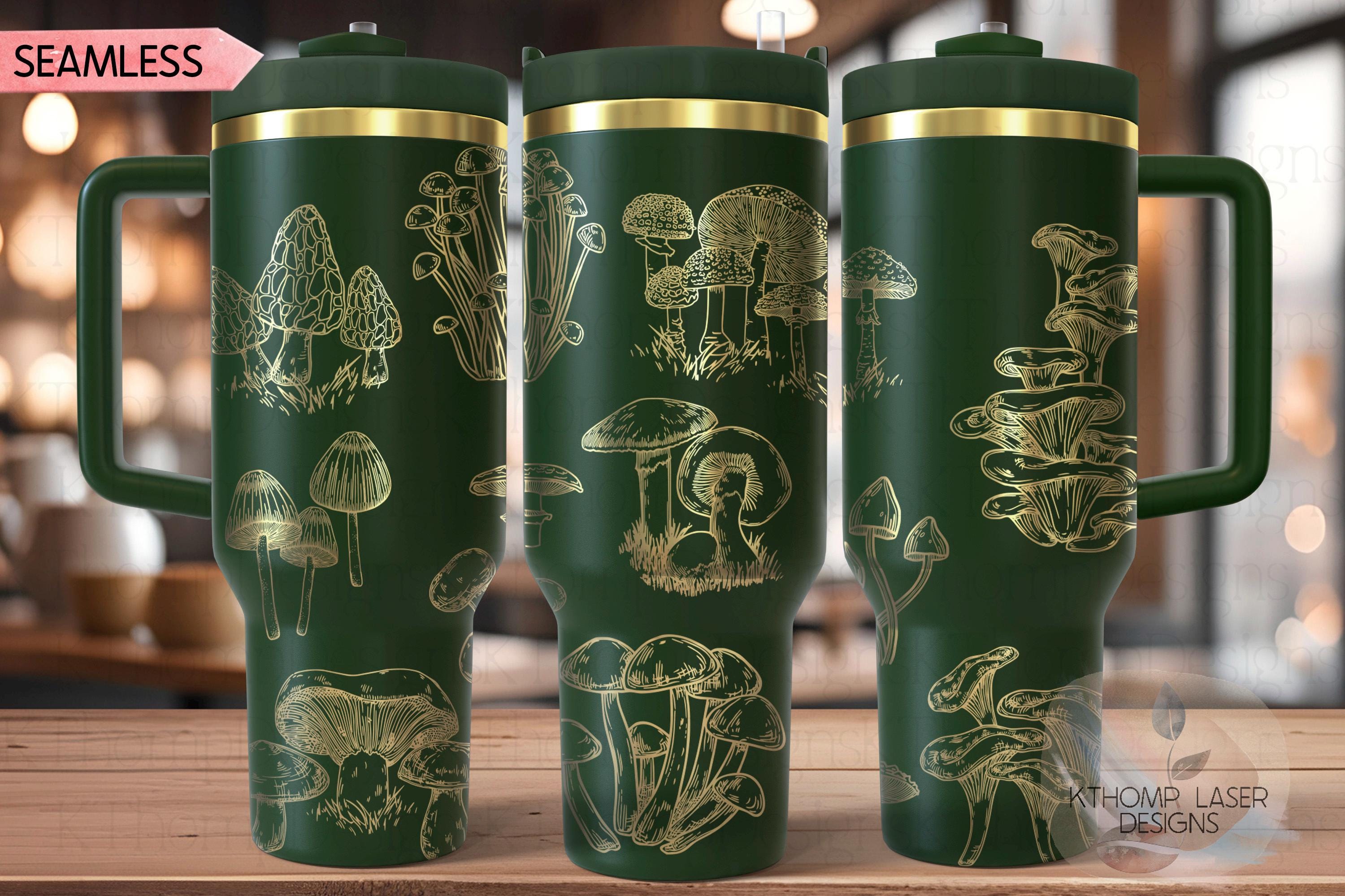 Mushroom Garden Tumbler Wrap SVG | 40oz Laser Engraving File | Rotary Ready Digital Design | Foodie SVG