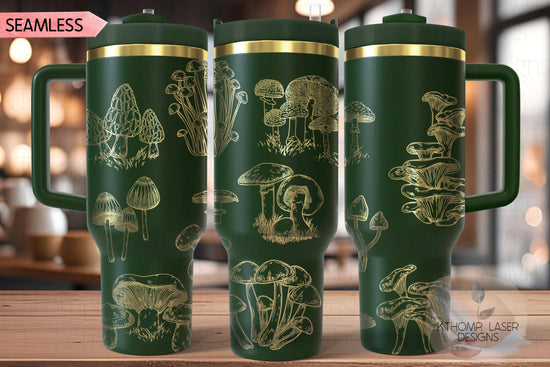 Mushroom Garden Tumbler Wrap SVG | 40oz Laser Engraving File | Rotary Ready Digital Design | Foodie SVG