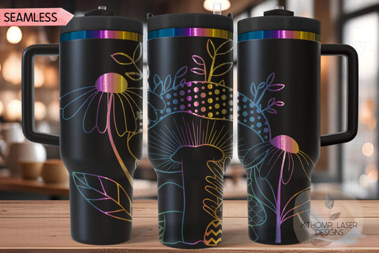 Mushrooms Tumbler Wrap SVG | 40oz Laser Engraving File | Rotary Ready Digital Design | Foodie SVG