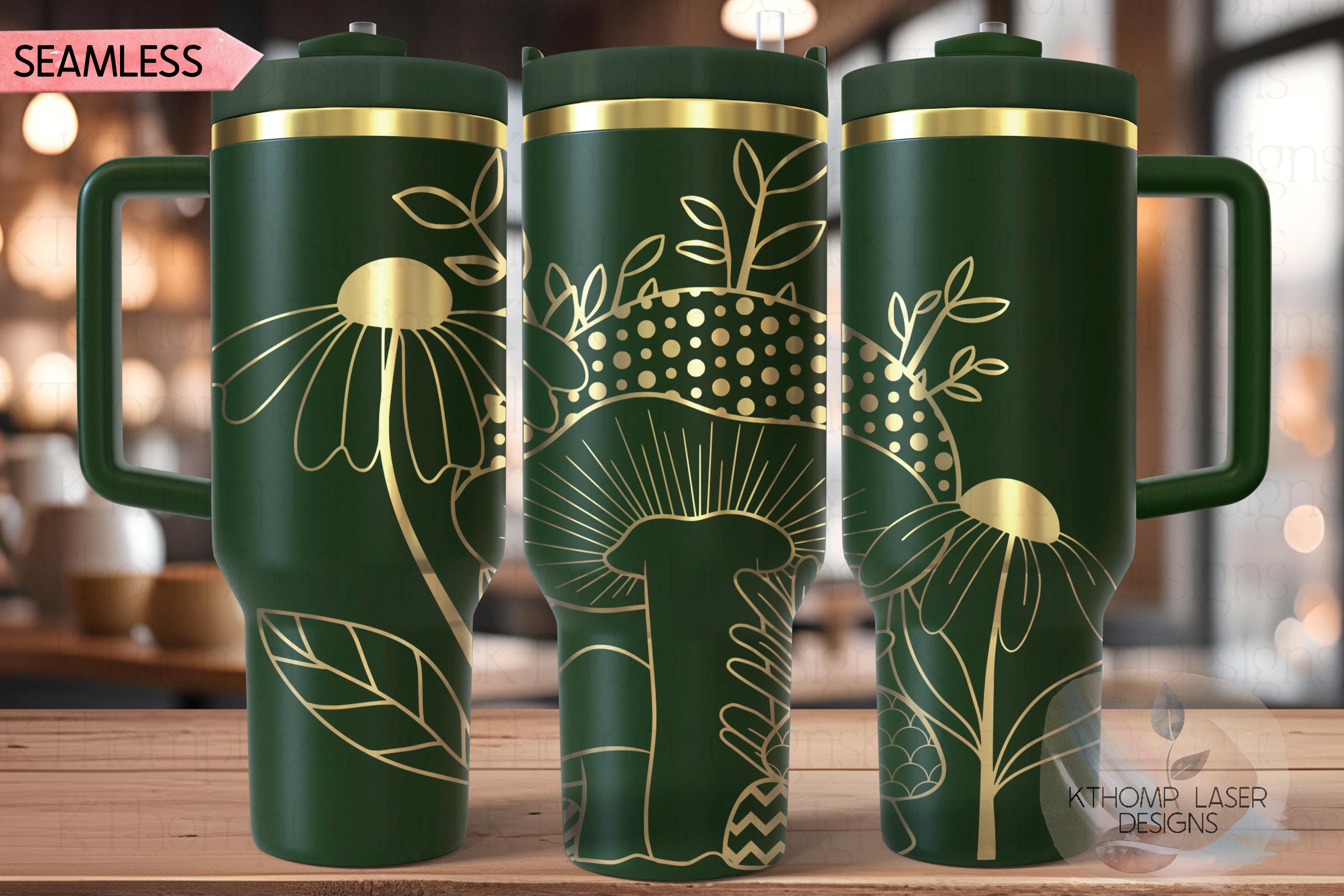 Mushrooms Tumbler Wrap SVG | 40oz Laser Engraving File | Rotary Ready Digital Design | Foodie SVG