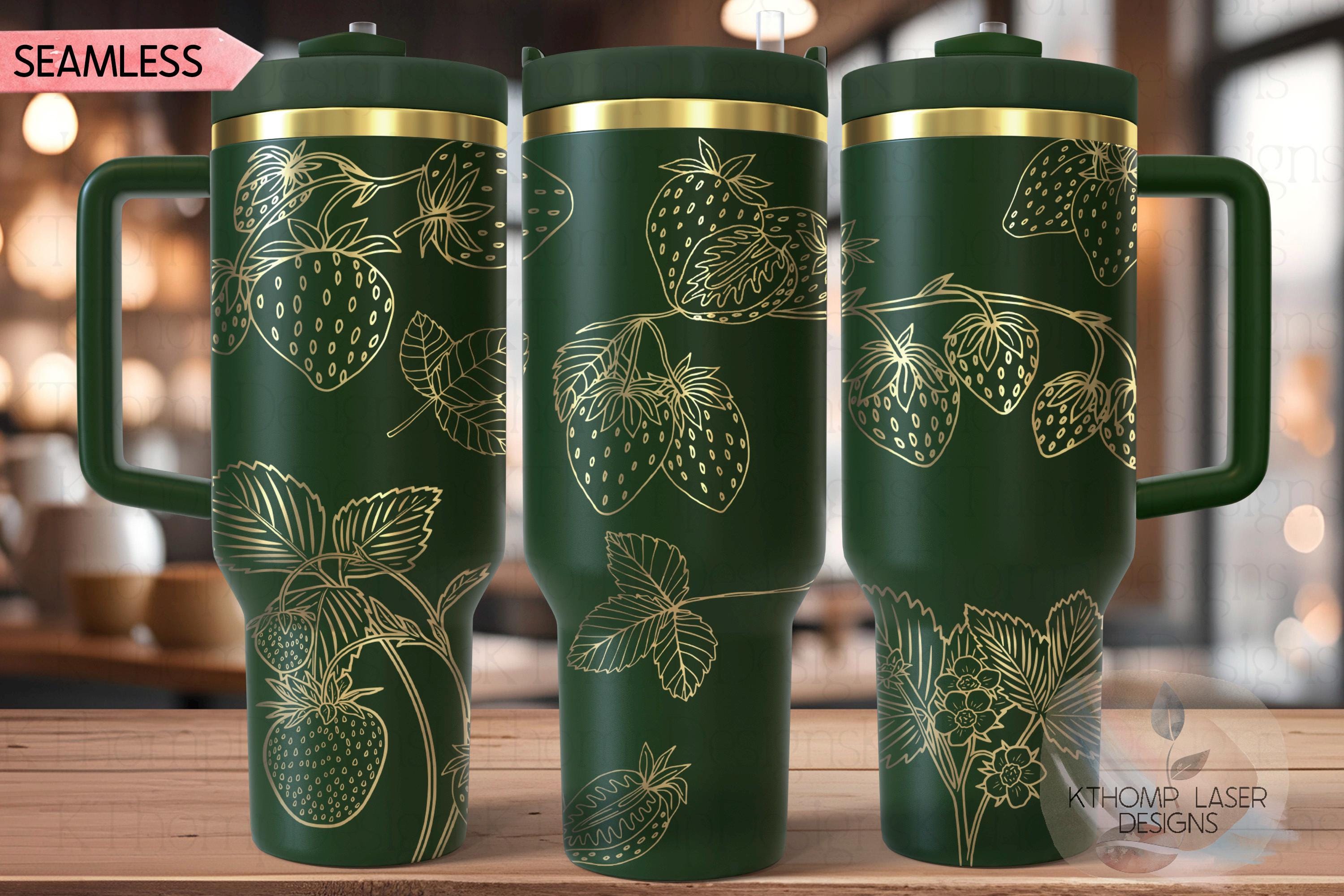 Strawberries Fruit Tumbler Wrap SVG | 40oz Laser Engraving File | Rotary Ready Digital Design | Foodie SVG