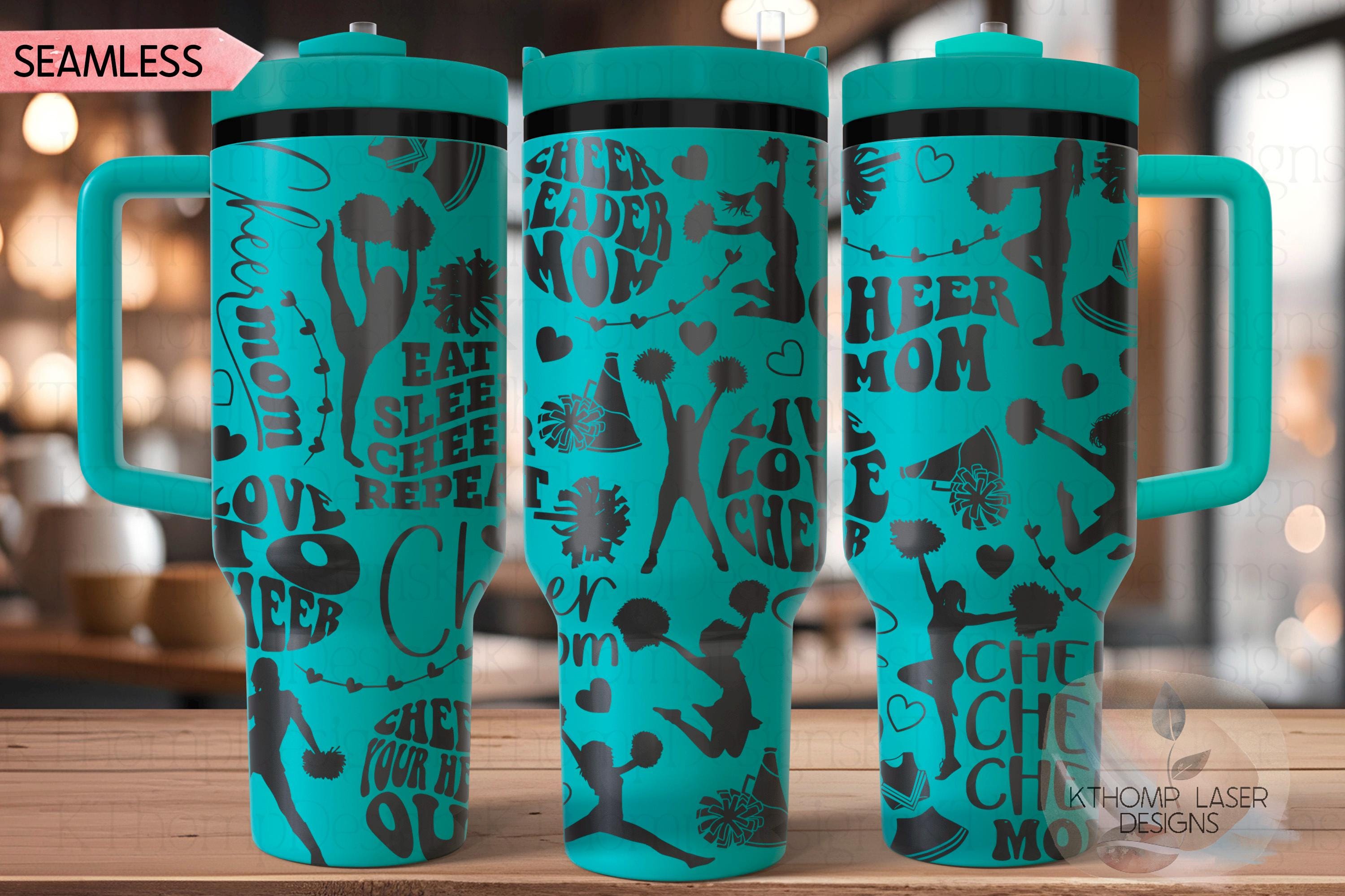Cheer Mom Tumbler Wrap SVG | 40oz Laser Engraving File | Rotary Ready Digital Design | Mom Life SVG
