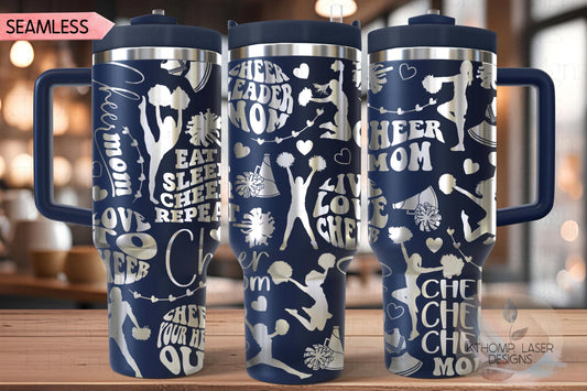 Cheer Mom Tumbler Wrap SVG | 40oz Laser Engraving File | Rotary Ready Digital Design | Mom Life SVG