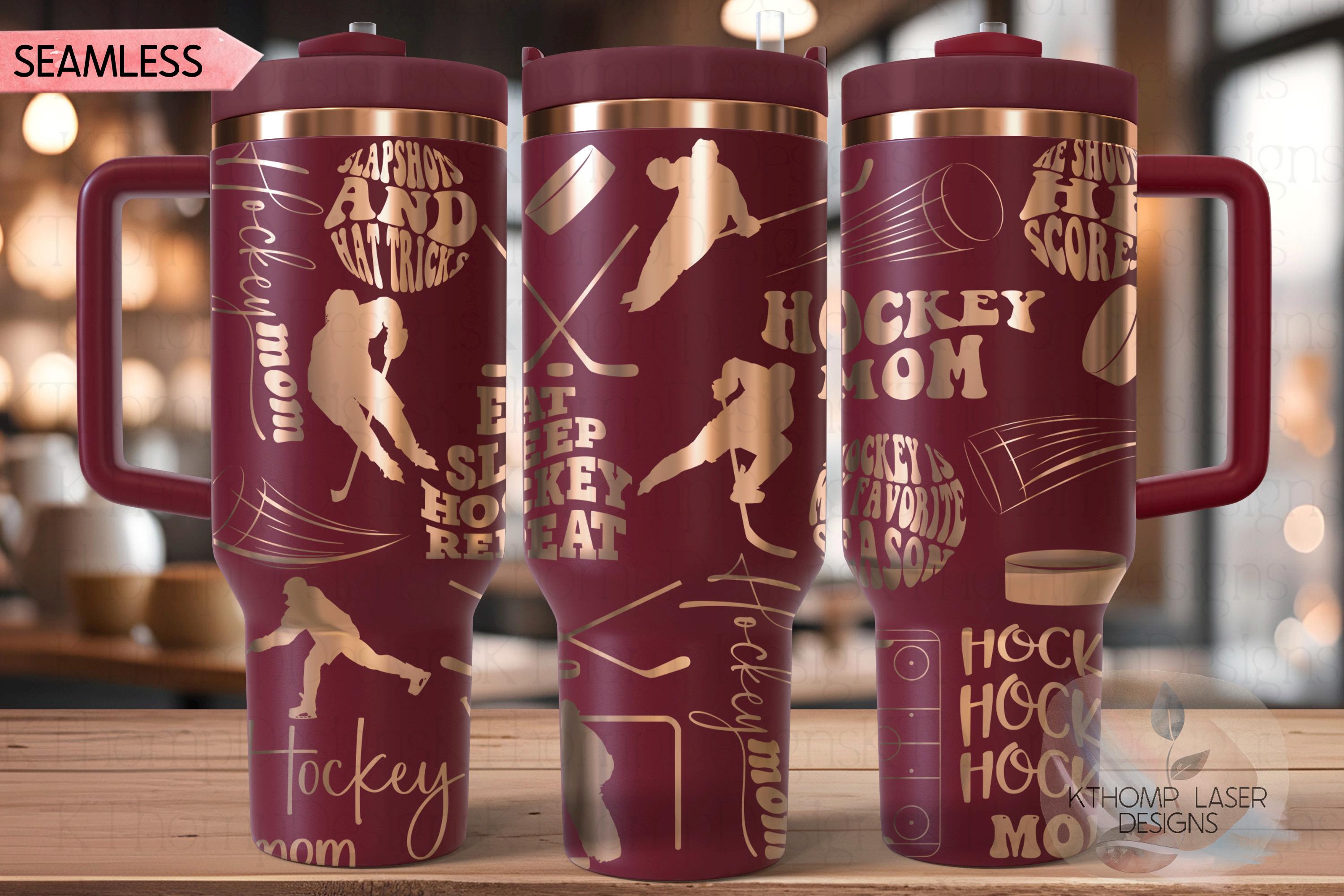 Hockey Mom Tumbler Wrap SVG | 40oz Laser Engraving File | Rotary Ready Digital Design | Mom Life SVG