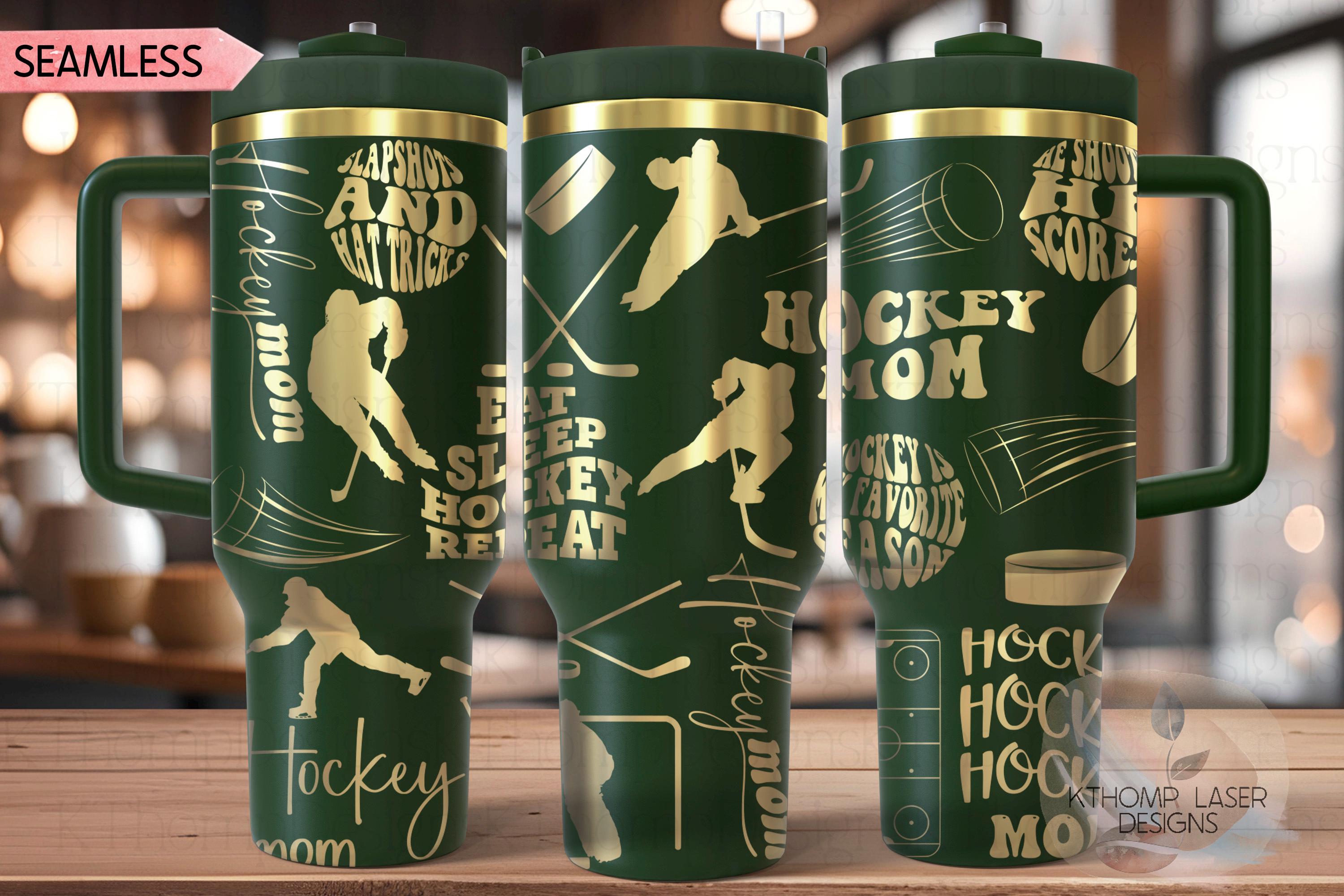 Hockey Mom Tumbler Wrap SVG | 40oz Laser Engraving File | Rotary Ready Digital Design | Mom Life SVG