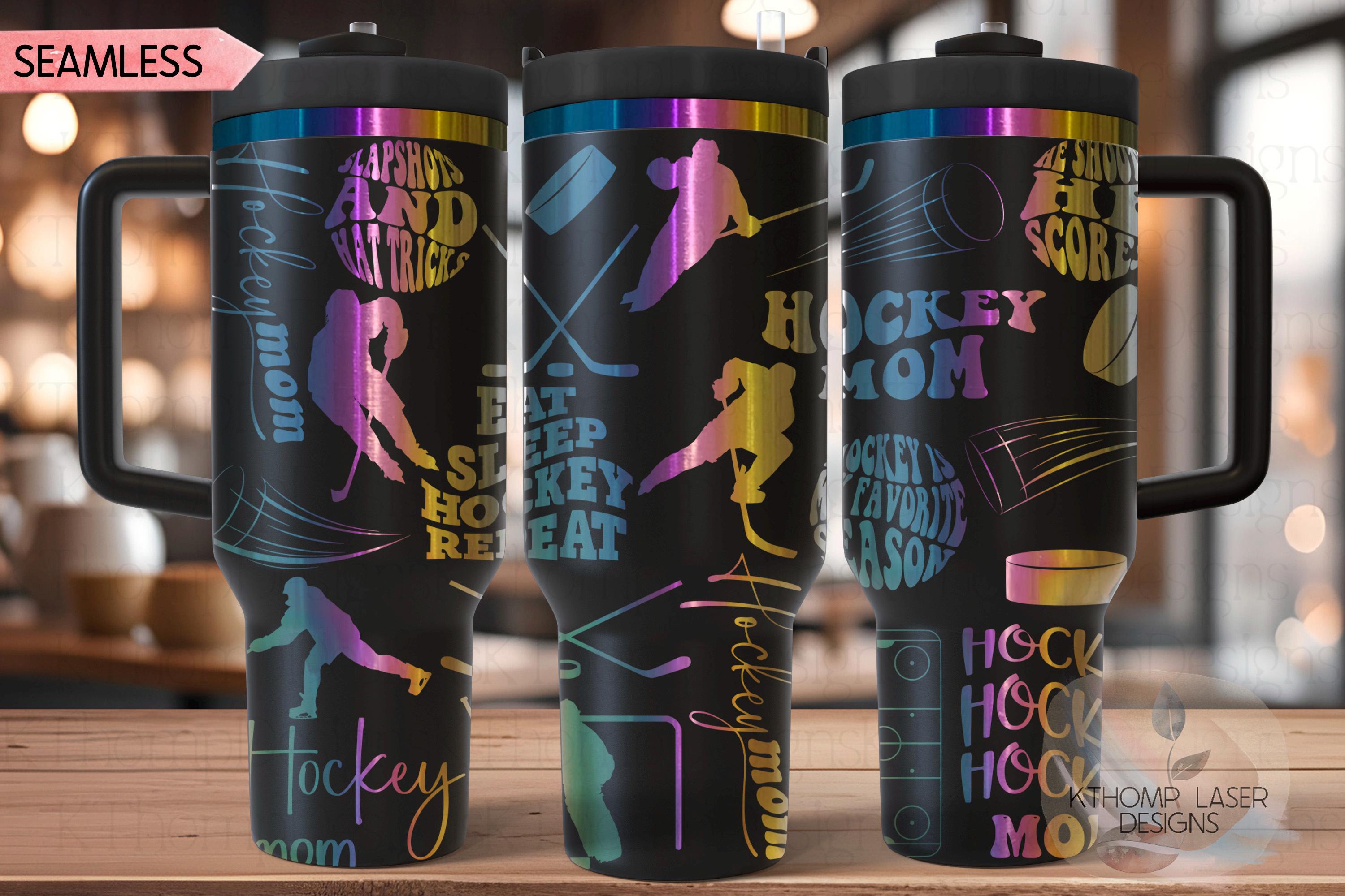 Hockey Mom Tumbler Wrap SVG | 40oz Laser Engraving File | Rotary Ready Digital Design | Mom Life SVG