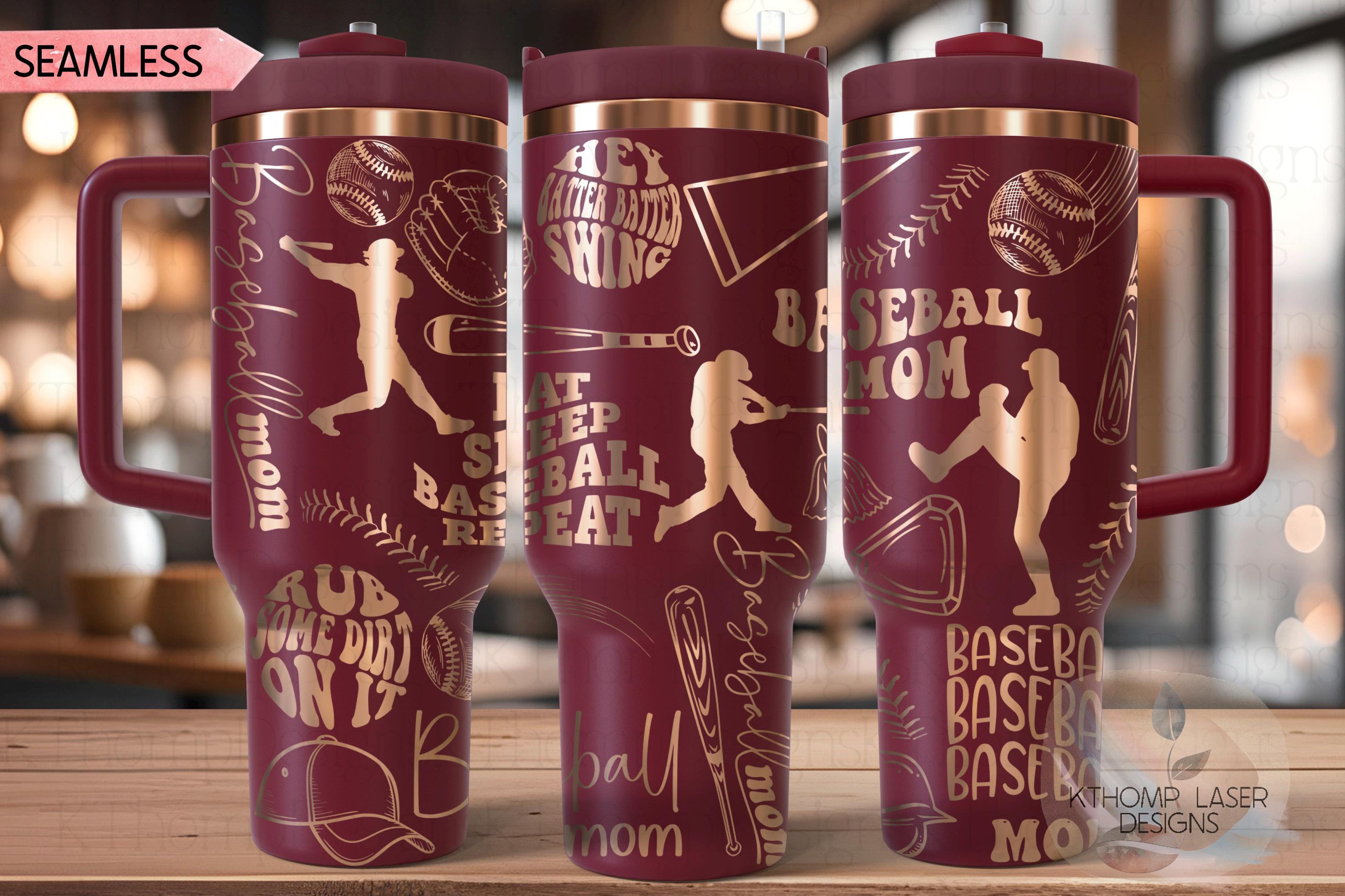 Baseball Mom Tumbler Wrap SVG | 40oz Laser Engraving File | Rotary Ready Digital Design | Mom Life SVG