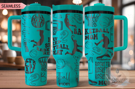 Basketball Mom Female Tumbler Wrap SVG | 40oz Laser Engraving File | Rotary Ready Digital Design | Mom Life SVG