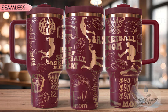 Basketball Mom Female Tumbler Wrap SVG | 40oz Laser Engraving File | Rotary Ready Digital Design | Mom Life SVG