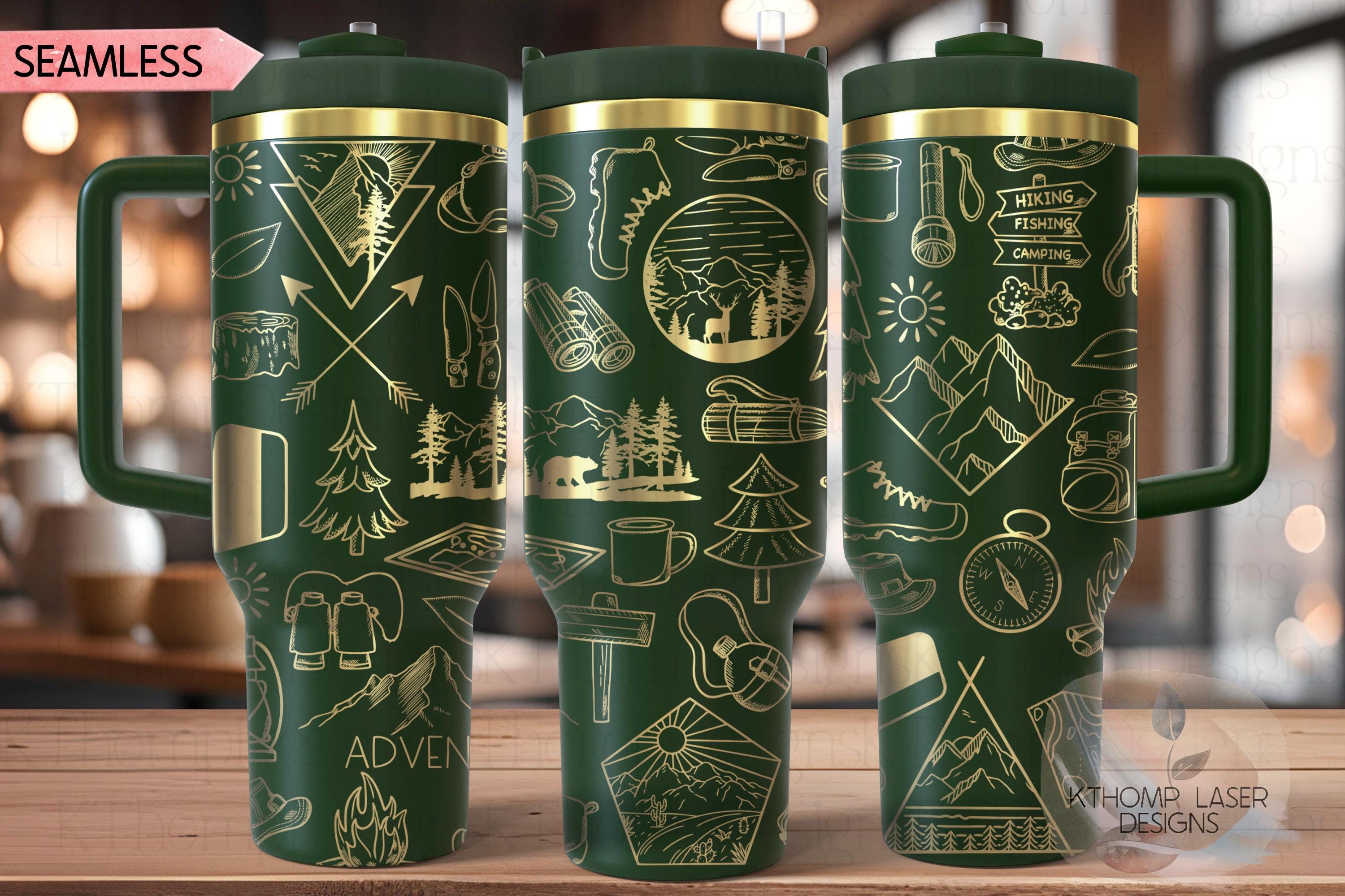 Hiking Doodles Tumbler Wrap SVG | 40oz Laser Engraving File | Rotary Ready Digital Design | Outdoor Nature SVG