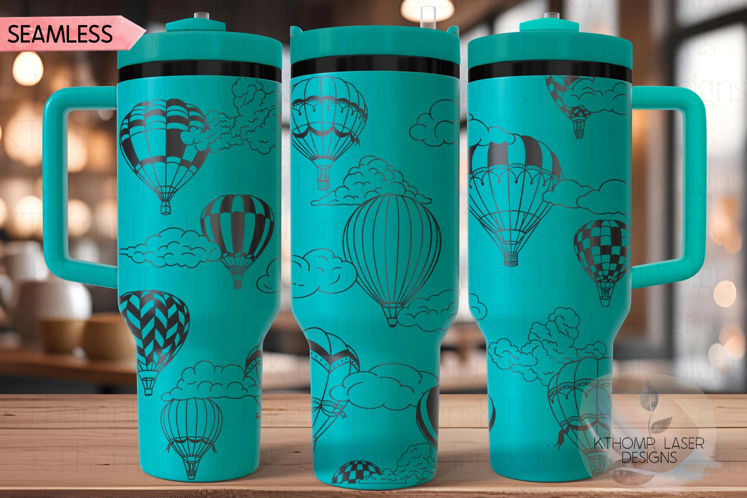Hot Air Balloons Tumbler Wrap SVG | 40oz Laser Engraving File | Rotary Ready Digital Design | Fantasy Magic SVG