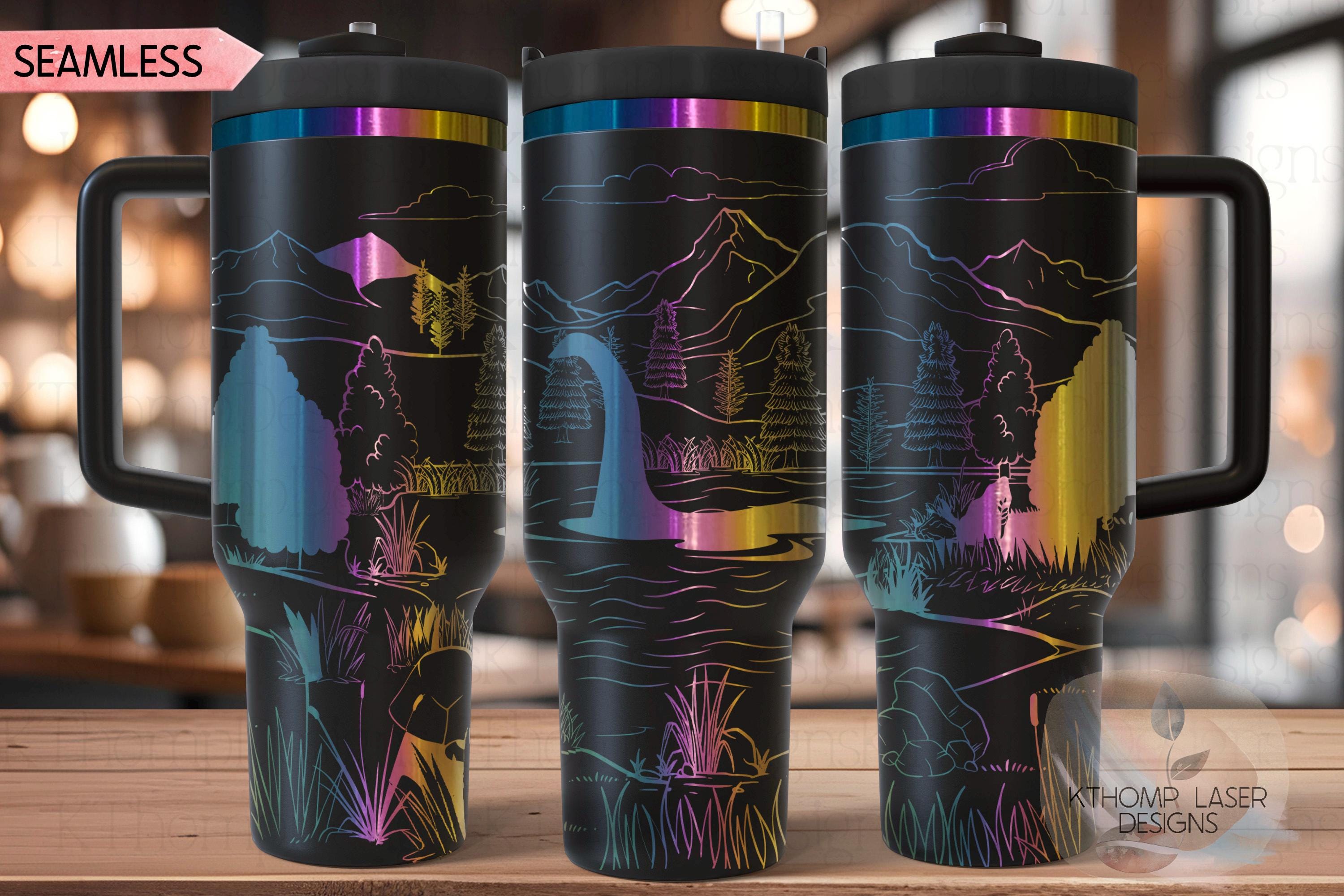 Loch Ness Monster Nessie Tumbler Wrap SVG | 40oz Laser Engraving File | Rotary Ready Digital Design | Fantasy Magic SVG