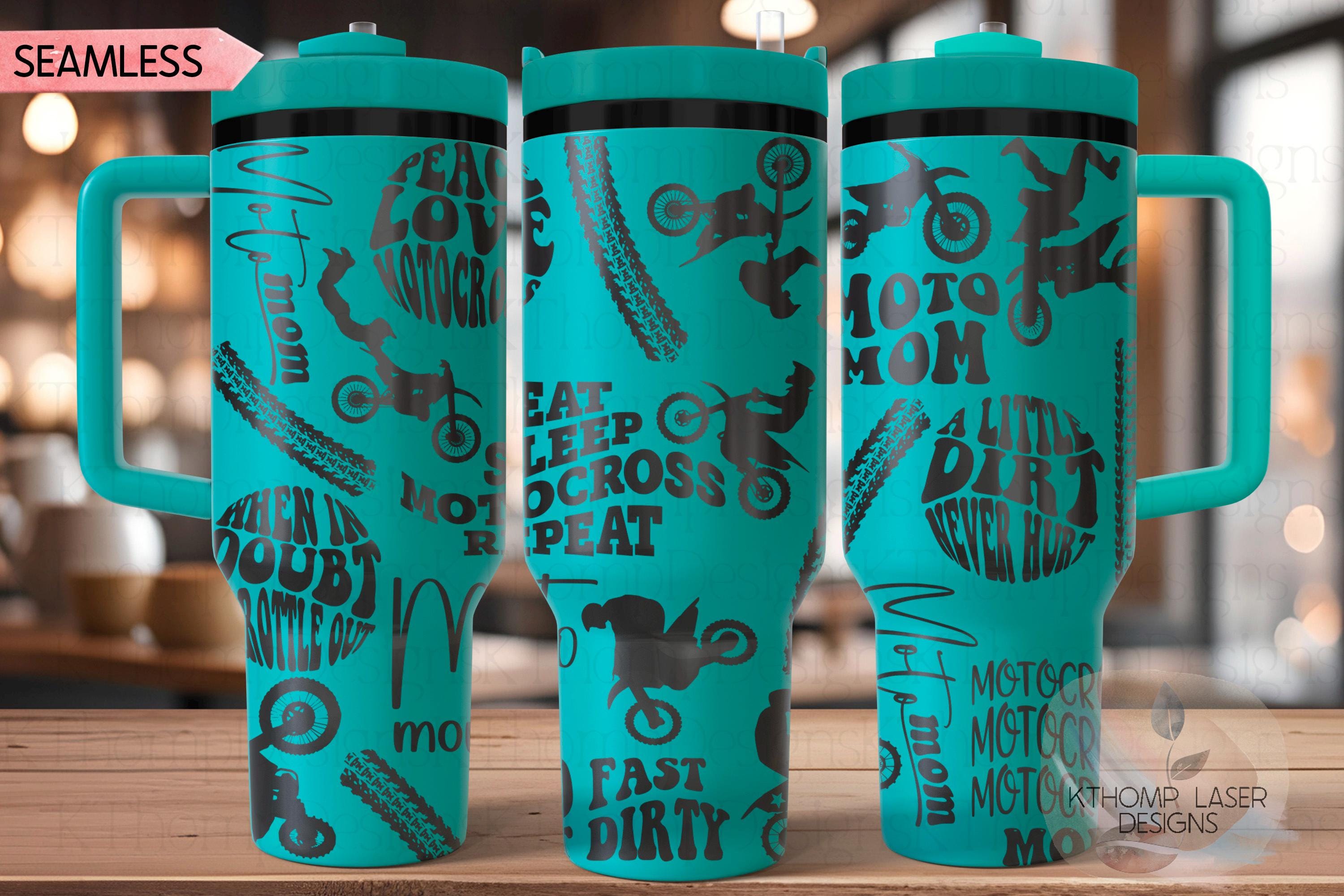 Moto Mom Motocross Tumbler Wrap SVG | 40oz Laser Engraving File | Rotary Ready Digital Design | Mom Life SVG