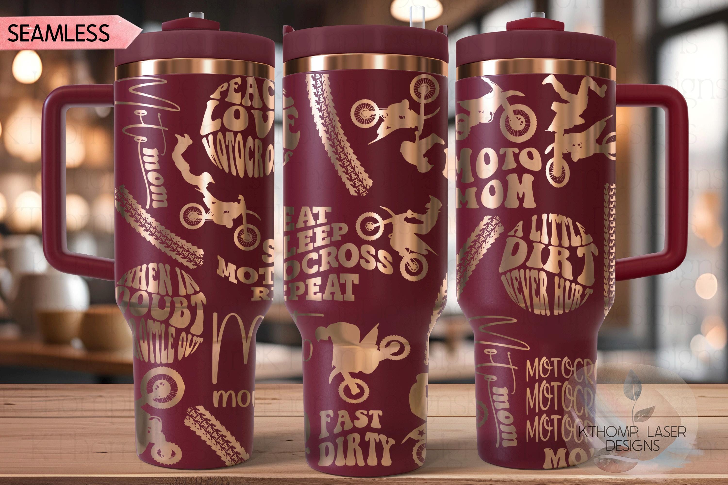 Moto Mom Motocross Tumbler Wrap SVG | 40oz Laser Engraving File | Rotary Ready Digital Design | Mom Life SVG