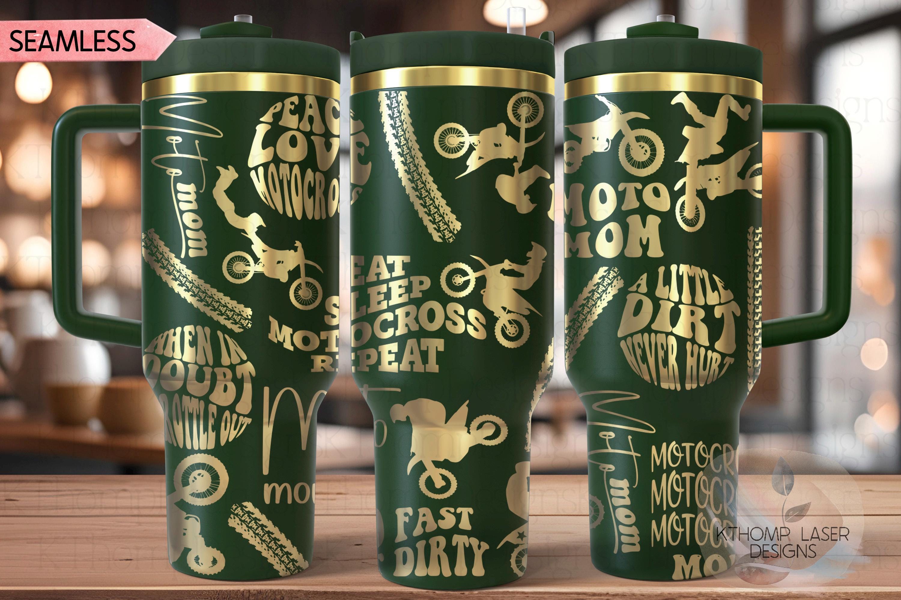 Moto Mom Motocross Tumbler Wrap SVG | 40oz Laser Engraving File | Rotary Ready Digital Design | Mom Life SVG