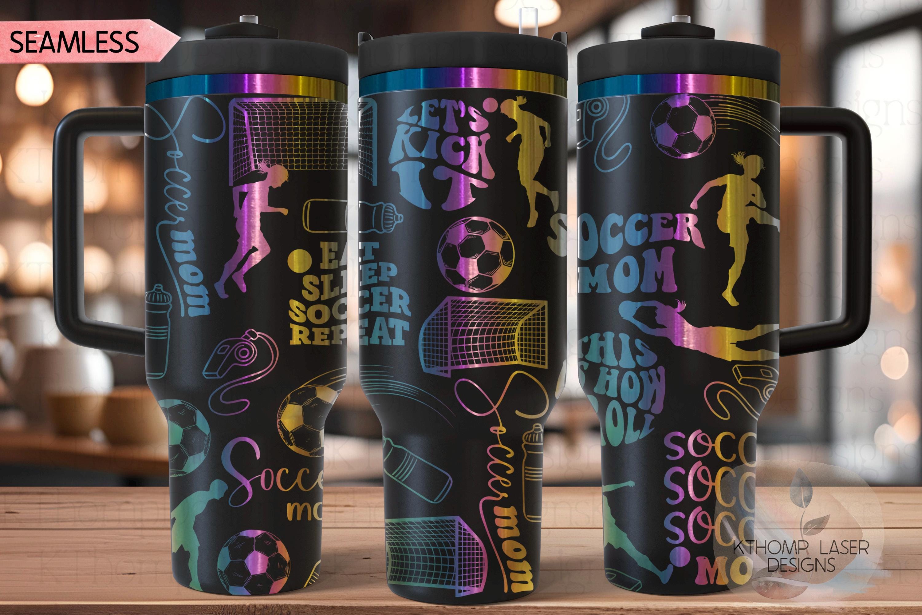 Soccer Mom Female Tumbler Wrap SVG | 40oz Laser Engraving File | Rotary Ready Digital Design | Mom Life SVG