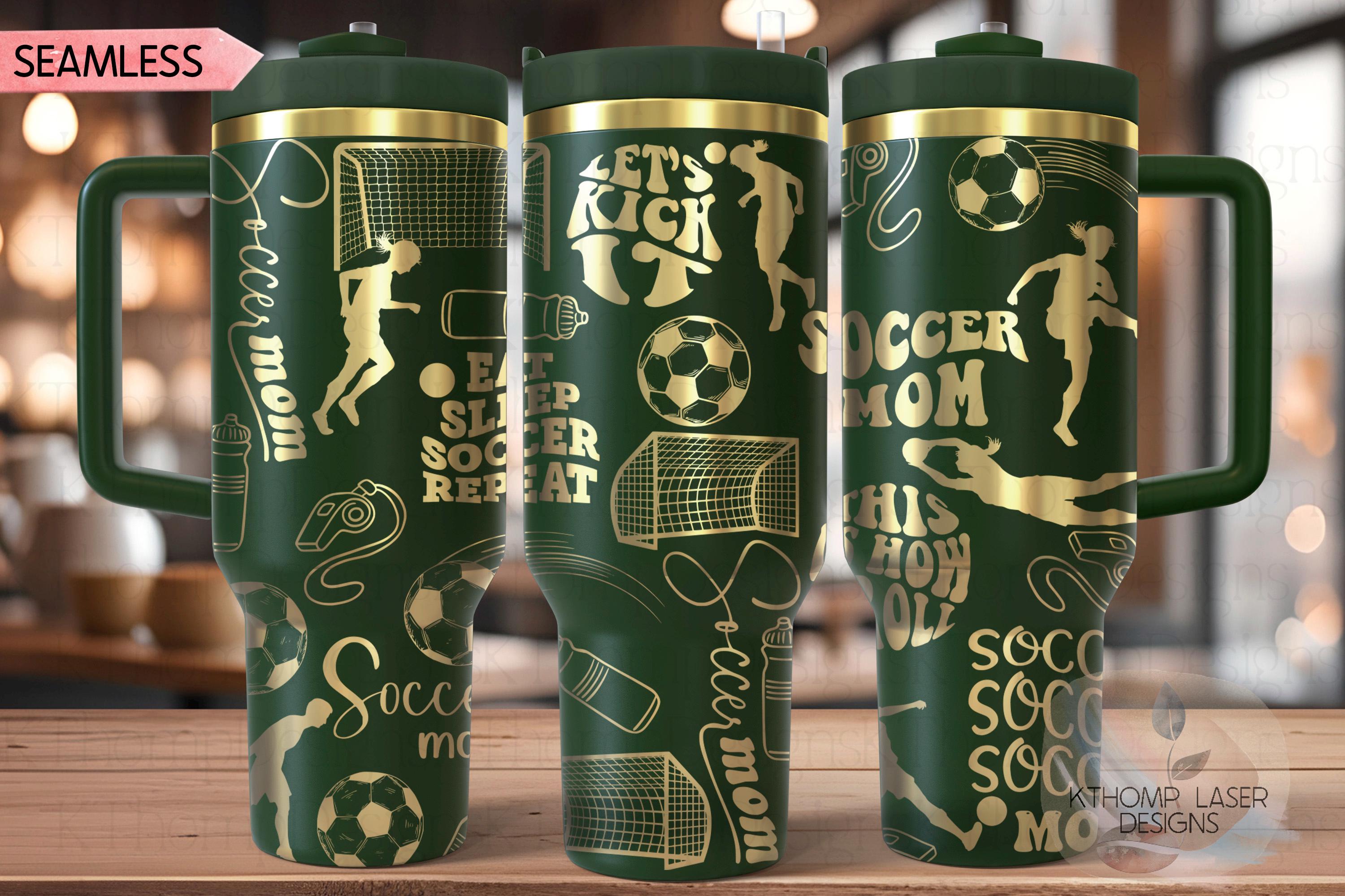Soccer Mom Female Tumbler Wrap SVG | 40oz Laser Engraving File | Rotary Ready Digital Design | Mom Life SVG