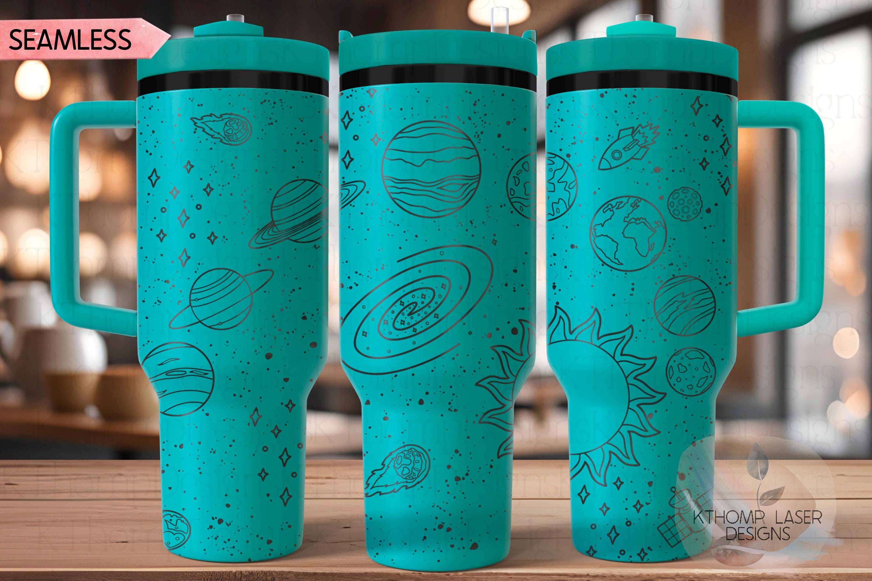 Solar System Galaxy Tumbler Wrap SVG | 40oz Laser Engraving File | Rotary Ready Digital Design | Zodiac Boho SVG