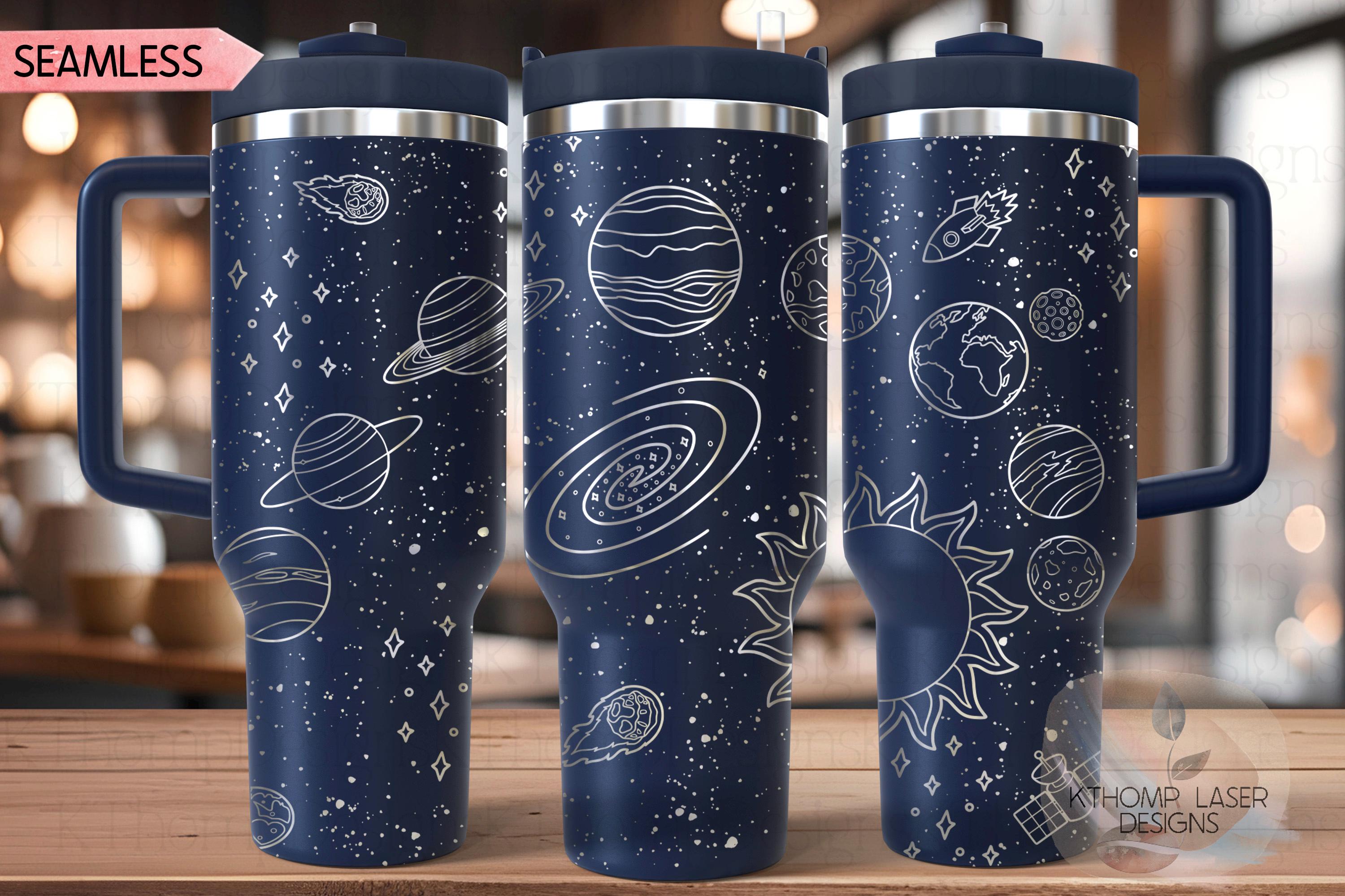 Solar System Galaxy Tumbler Wrap SVG | 40oz Laser Engraving File | Rotary Ready Digital Design | Zodiac Boho SVG