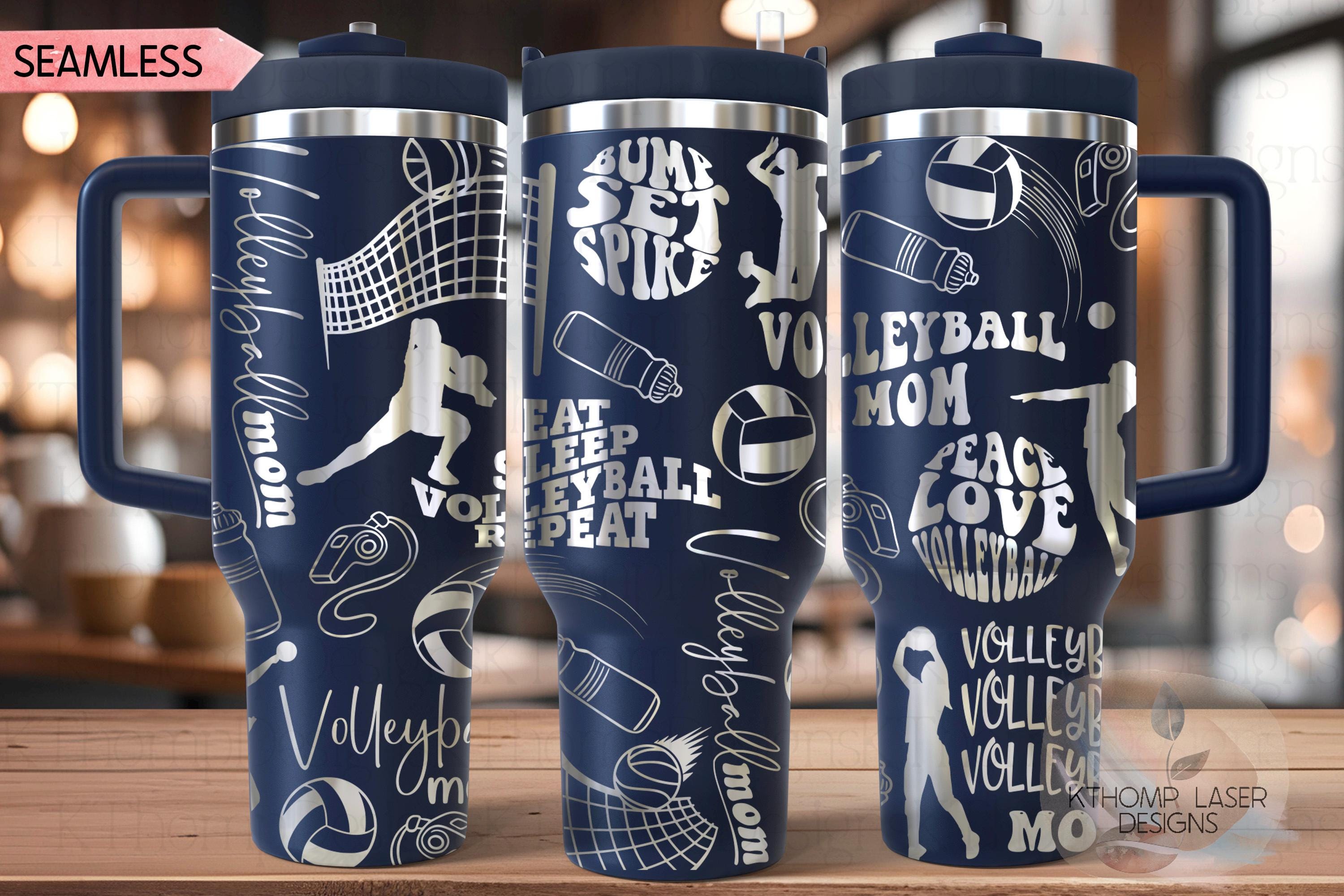 Volleyball Mom Tumbler Wrap SVG | 40oz Laser Engraving File | Rotary Ready Digital Design | Mom Life SVG