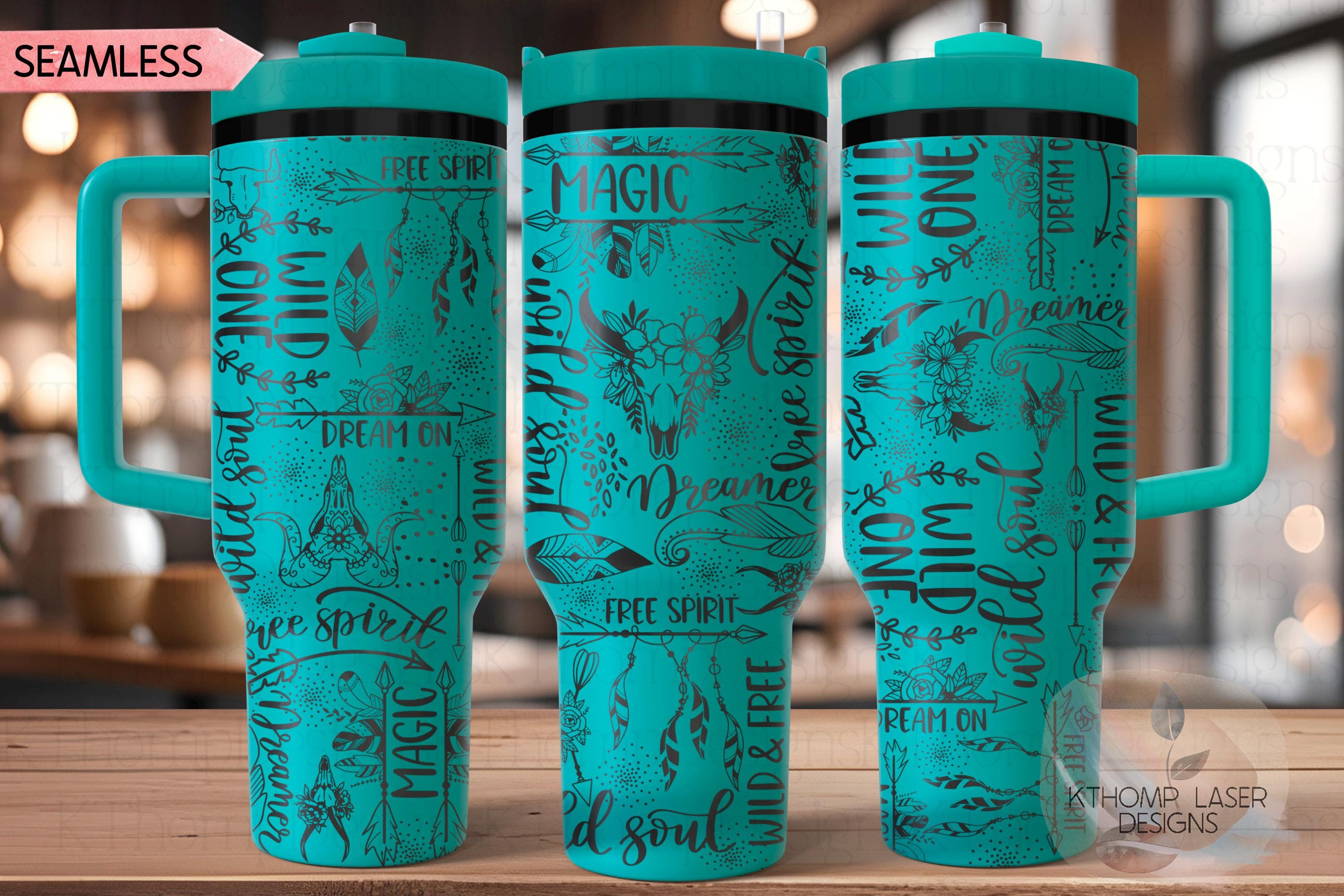 Wild Soul Free Spirit Boho Tumbler Wrap SVG | 40oz Laser Engraving File | Rotary Ready Digital Design | Zodiac Boho SVG