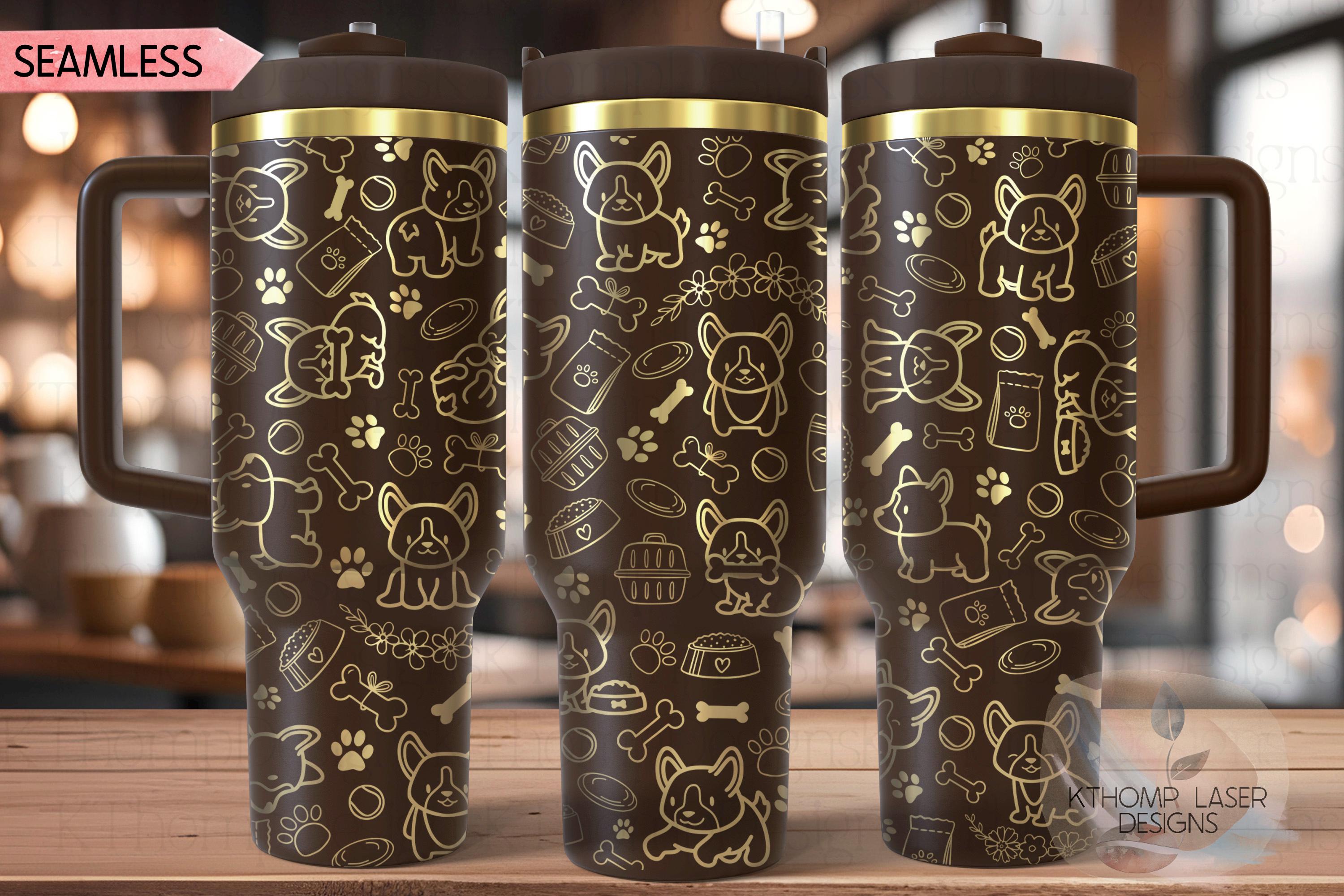 Corgi Tumbler Wrap SVG | 40oz Laser Engraving File | Rotary Engrave Digital Design | Dog Lover Gift