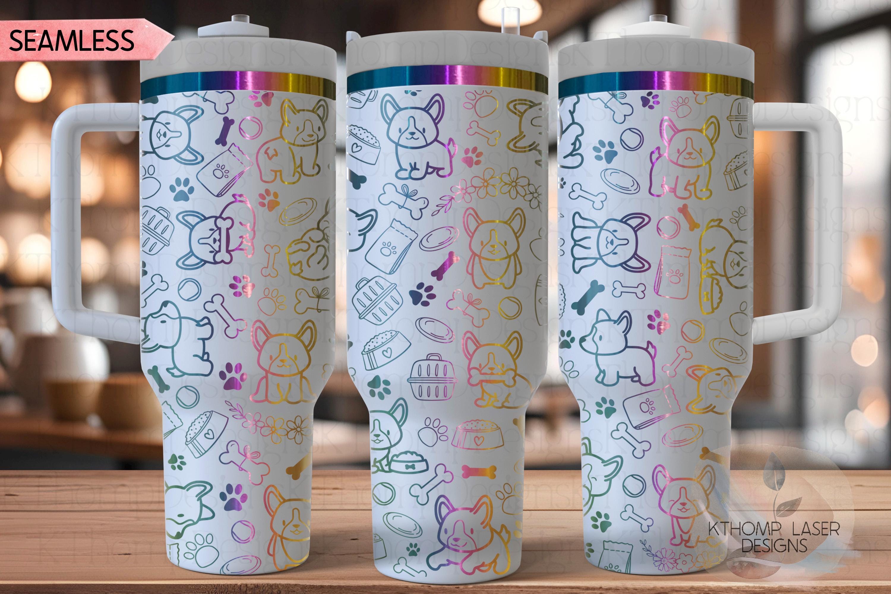 Corgi Tumbler Wrap SVG | 40oz Laser Engraving File | Rotary Engrave Digital Design | Dog Lover Gift