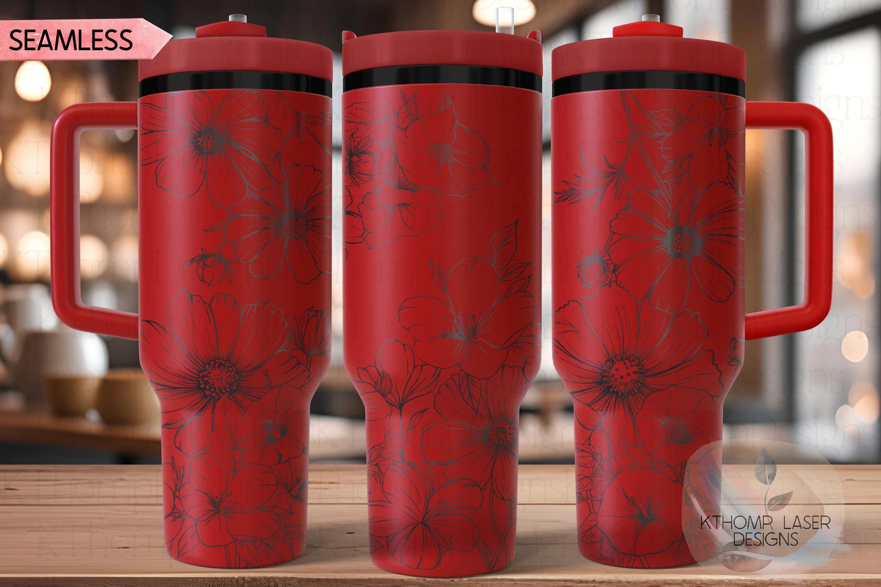 Cosmos Morning Glories & Violets Floral Tumbler Wrap SVG | 40oz Laser Engraving File | Rotary Engrave Digital Design | Floral SVG Design