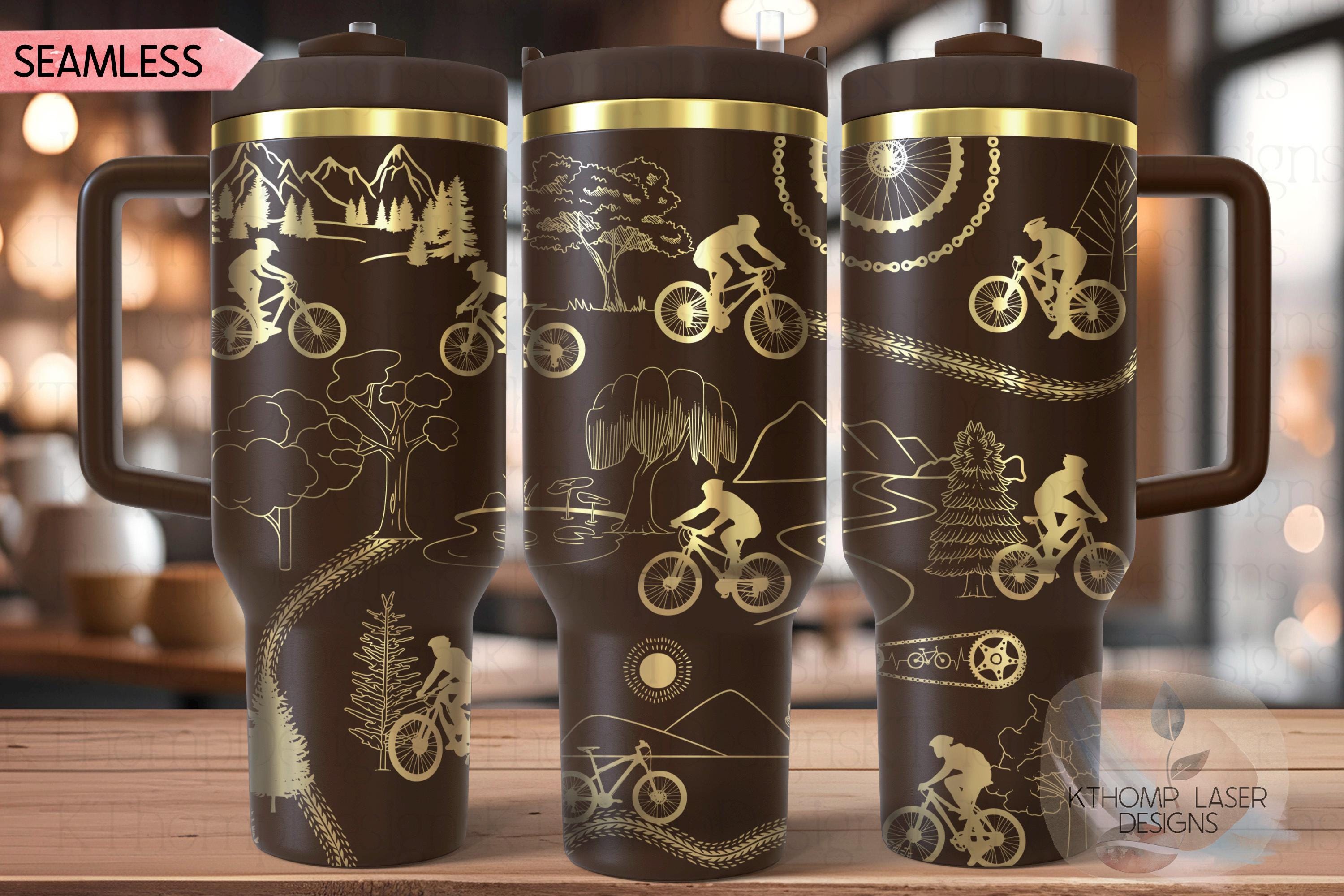 Cycling Tumbler Wrap SVG | 40oz Laser Engraving File | Rotary Ready Digital Design | Sports Fan SVG