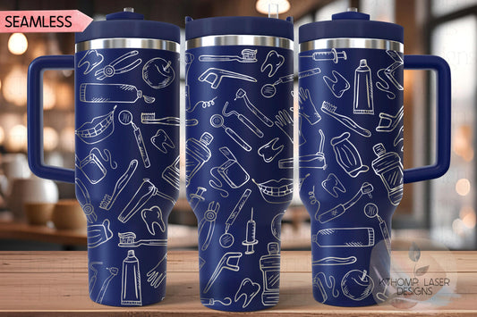 Dentist Tumbler Wrap SVG | 40oz Laser Engraving File | Rotary Ready Digital Design | Career Gift SVG