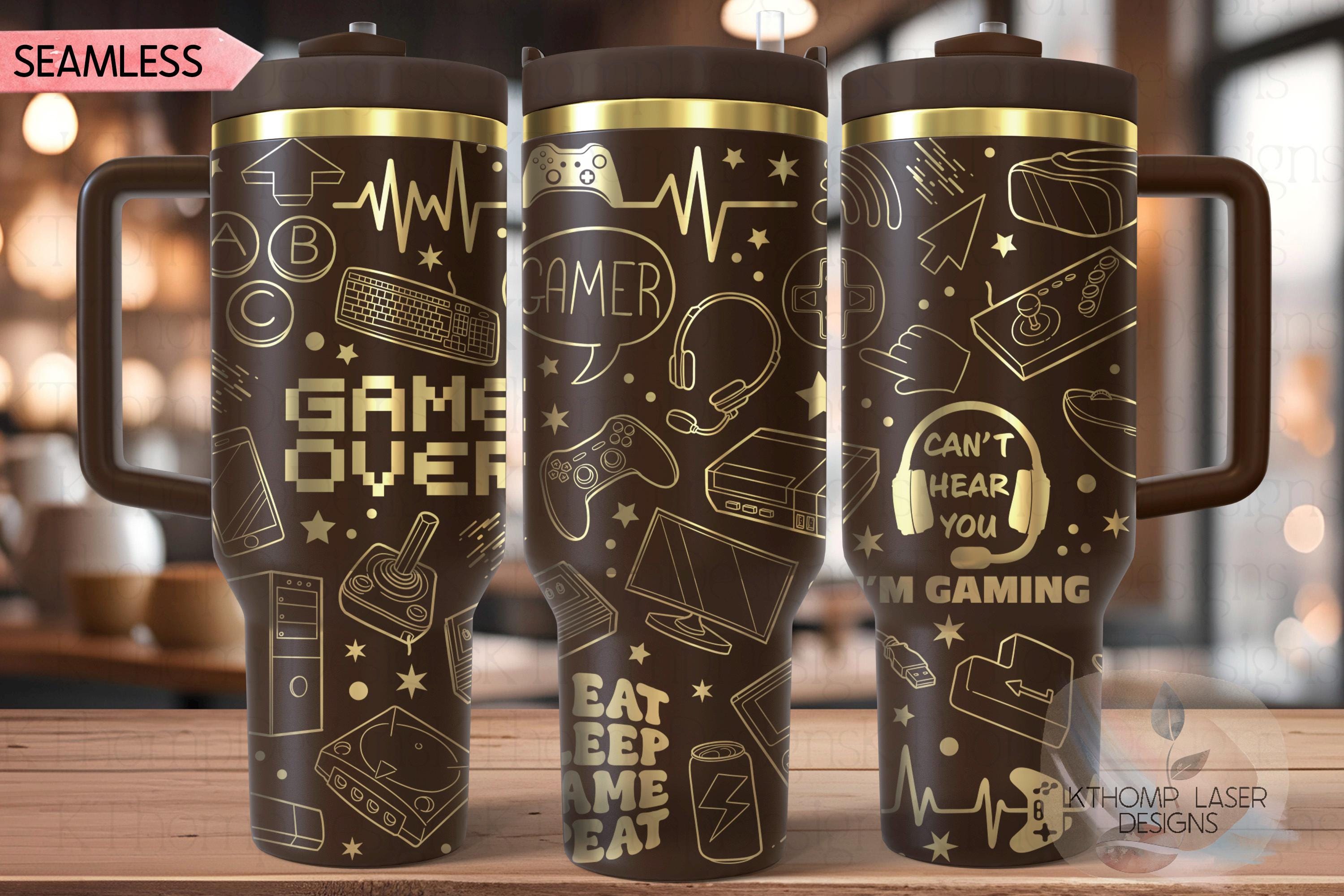 Gamer Video Game Tumbler Wrap SVG | 40oz Laser Engraving File | Rotary Ready Digital Design | Hobby Travel SVG