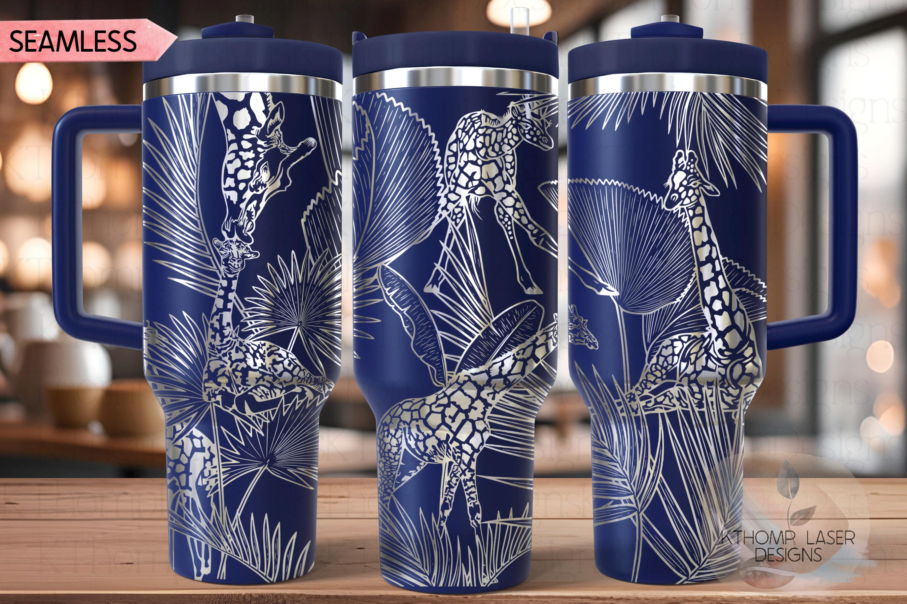 Giraffe Tumbler Wrap SVG | 40oz Laser Engraving File | Rotary Ready Digital Design | Jungle Theme SVG