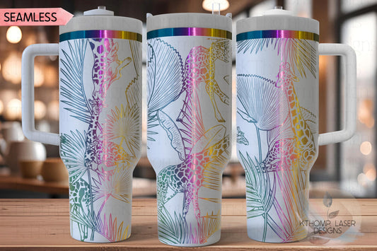 Giraffe Tumbler Wrap SVG | 40oz Laser Engraving File | Rotary Ready Digital Design | Jungle Theme SVG