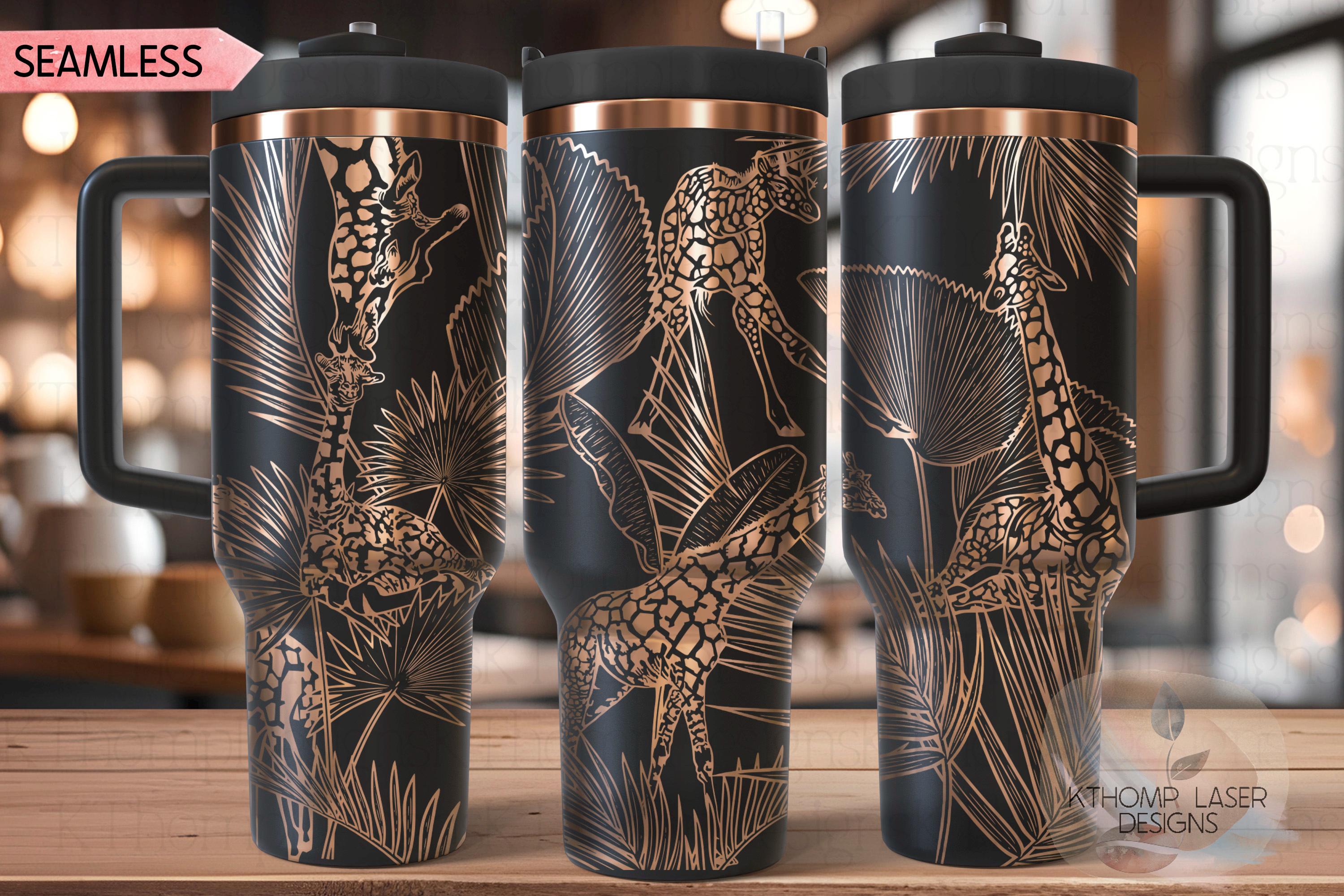 Giraffe Tumbler Wrap SVG | 40oz Laser Engraving File | Rotary Ready Digital Design | Jungle Theme SVG