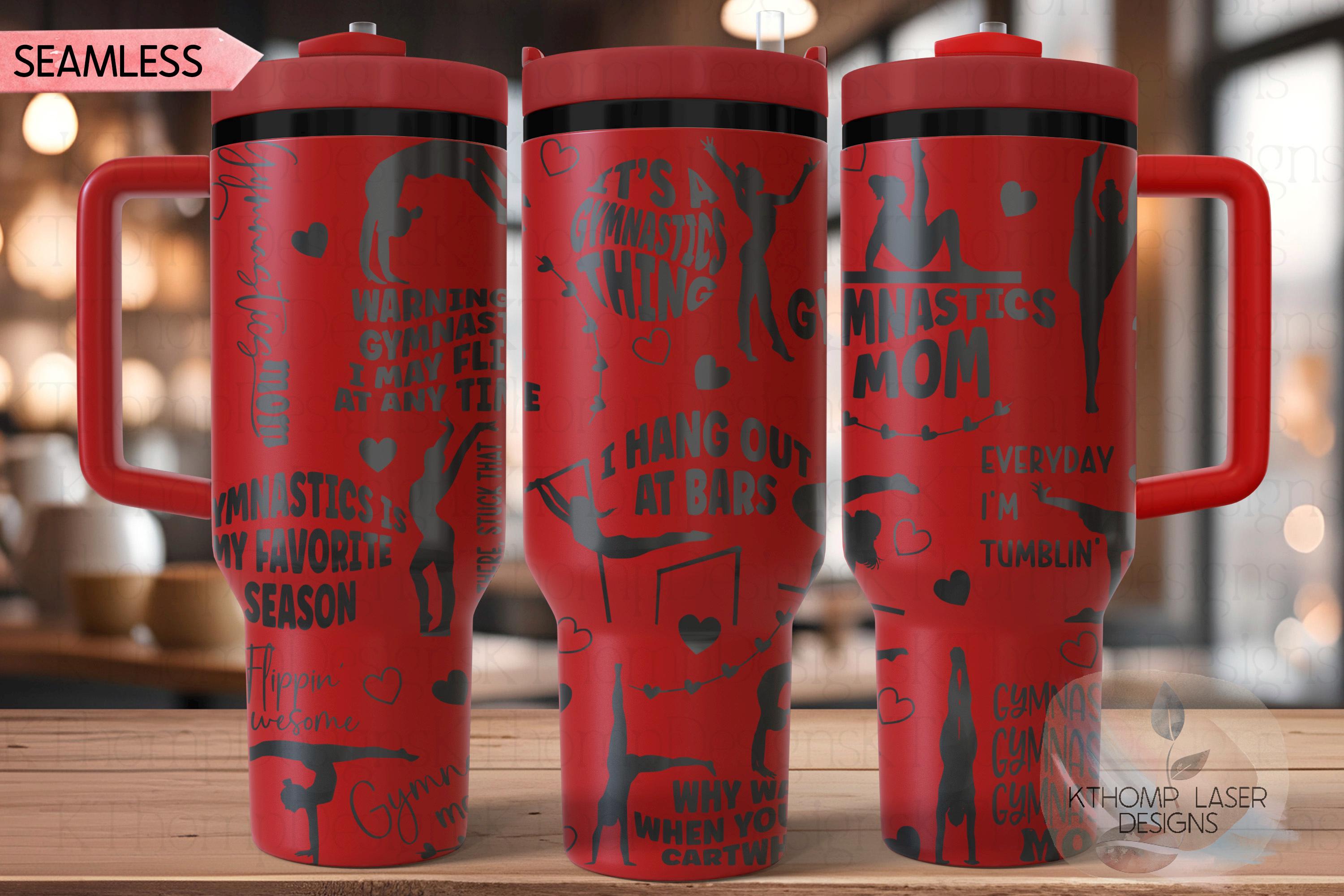 Gymnastics Mom Tumbler Wrap SVG | 40oz Laser Engraving File | Rotary Ready Digital Design | Mom Life SVG